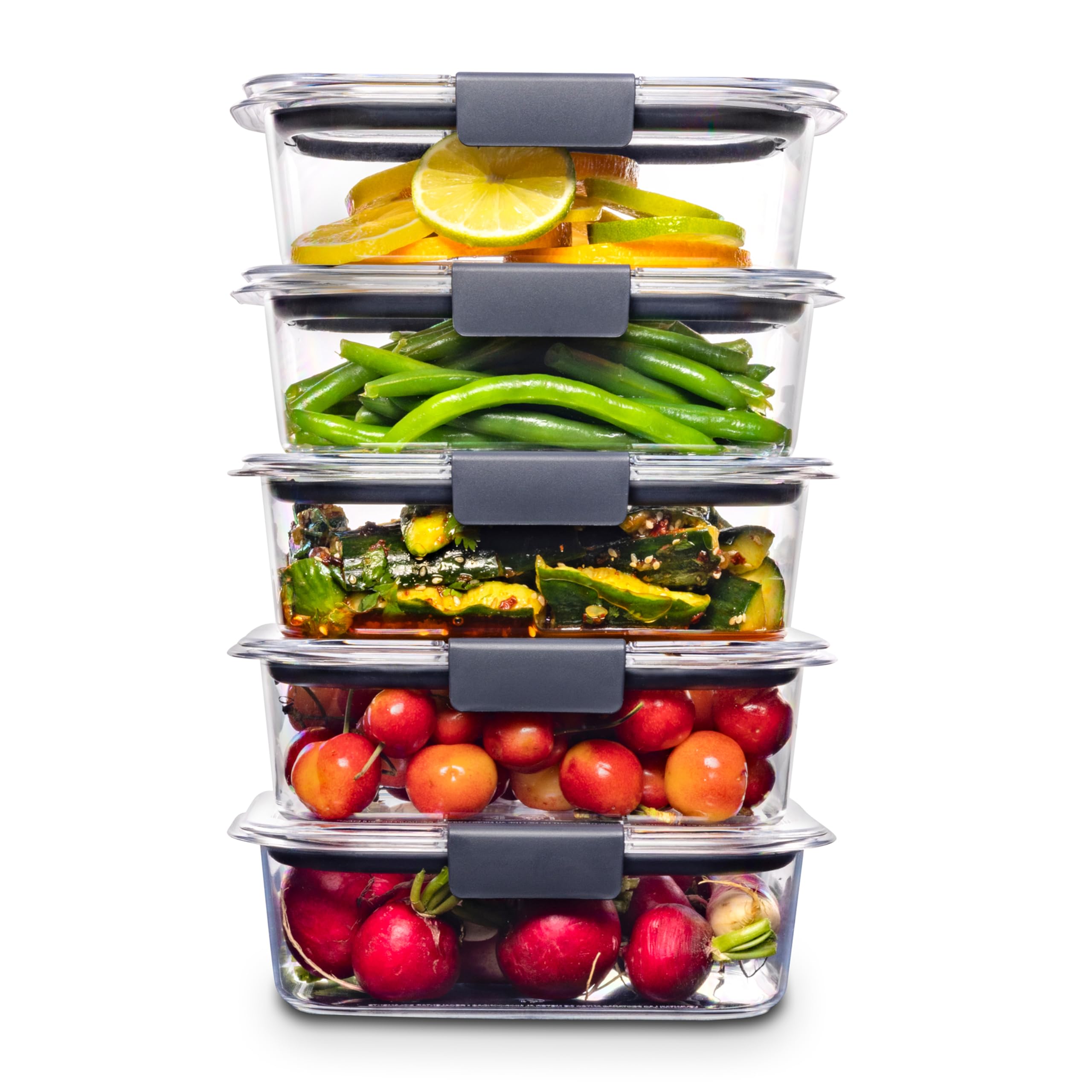 Contenedores De Almacenamiento De Alimentos Rubbermaid Brilliance 3.2 L, Juego De 5 - Venta Internacional.