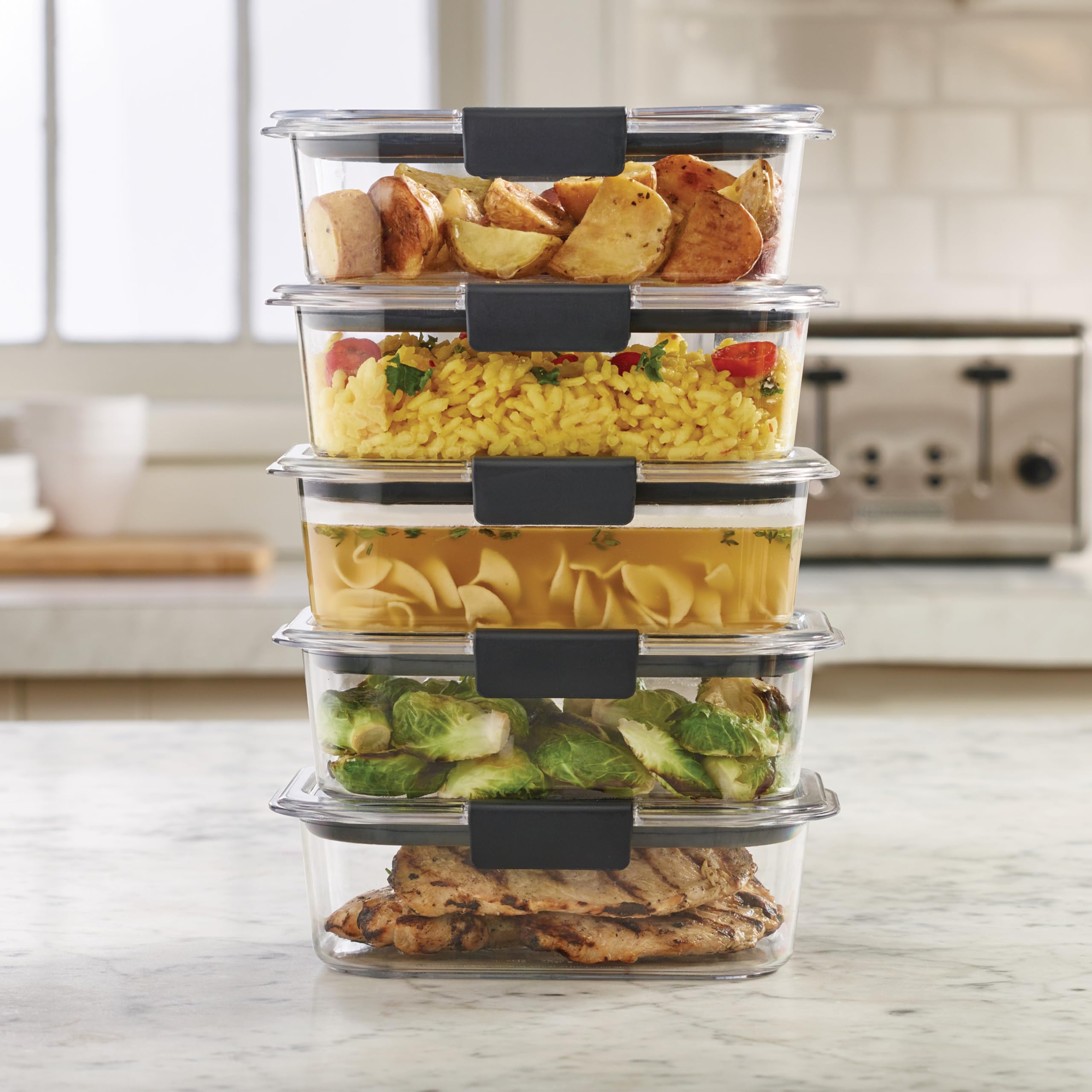 Foto 7 pulgar | Contenedores De Almacenamiento De Alimentos Rubbermaid Brilliance 3.2 L, Juego De 5 - Venta Internacional.