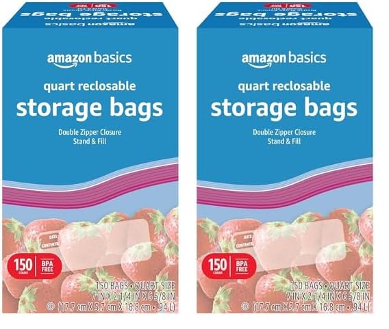 Foto 2 pulgar | Bolsas De Almacenamiento De Alimentos Amazon Basics De Un Cuarto De Galón, 150 Unidades (x2) - Venta Internacional.