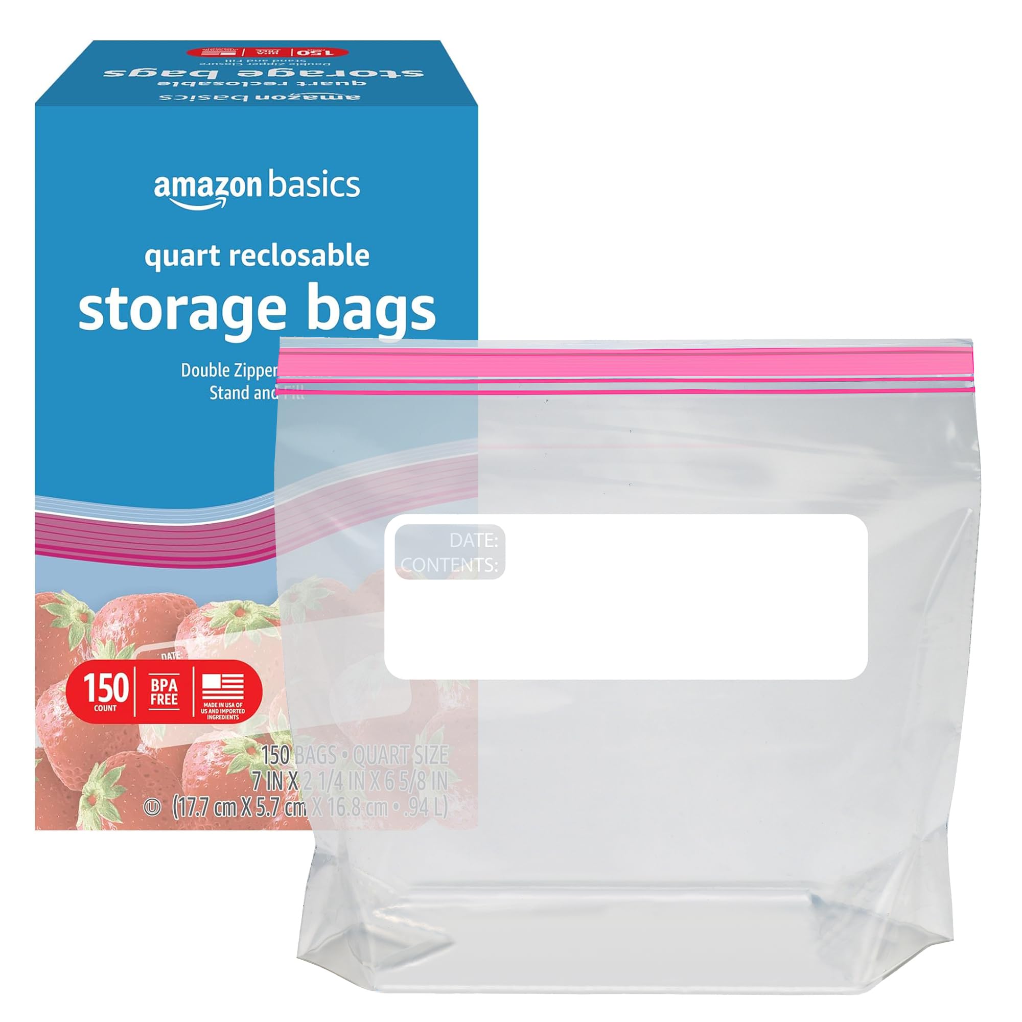 Foto 4 pulgar | Bolsas De Almacenamiento De Alimentos Amazon Basics De Un Cuarto De Galón, 150 Unidades (x2) - Venta Internacional.