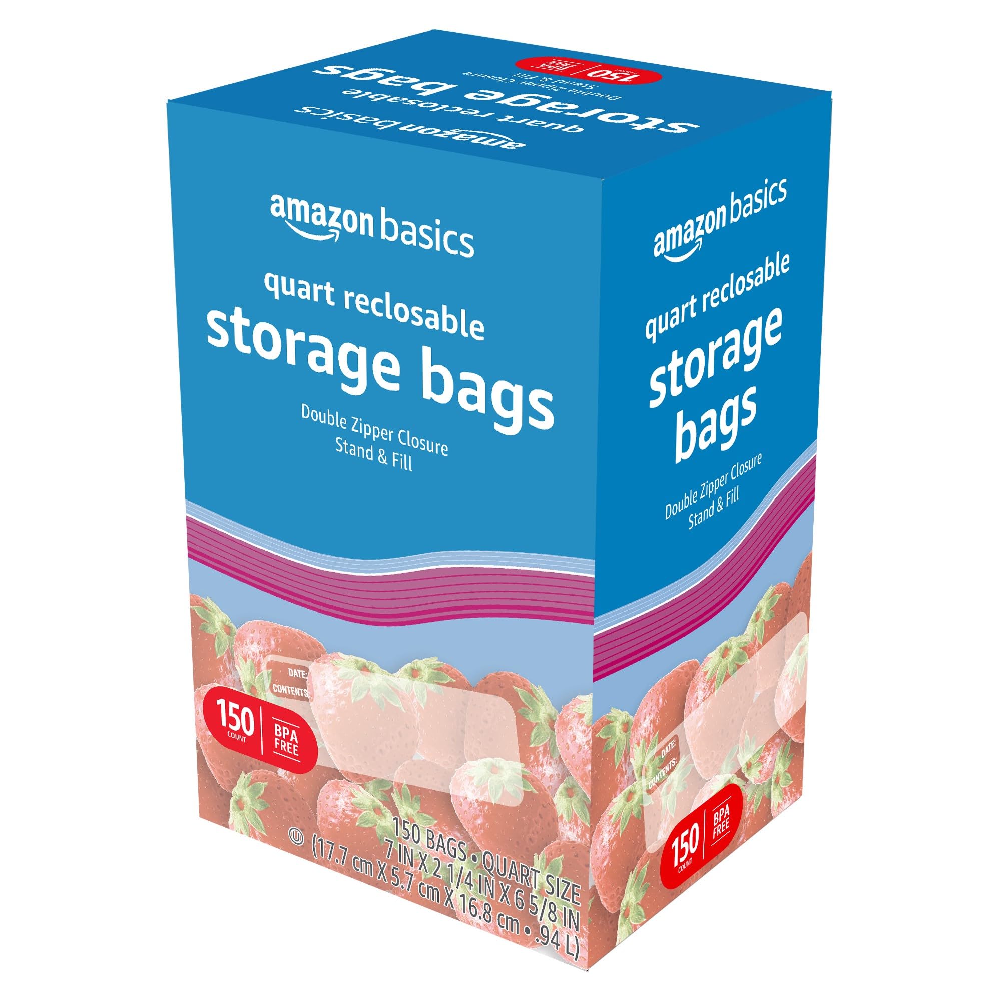 Foto 6 pulgar | Bolsas De Almacenamiento De Alimentos Amazon Basics De Un Cuarto De Galón, 150 Unidades (x2) - Venta Internacional.