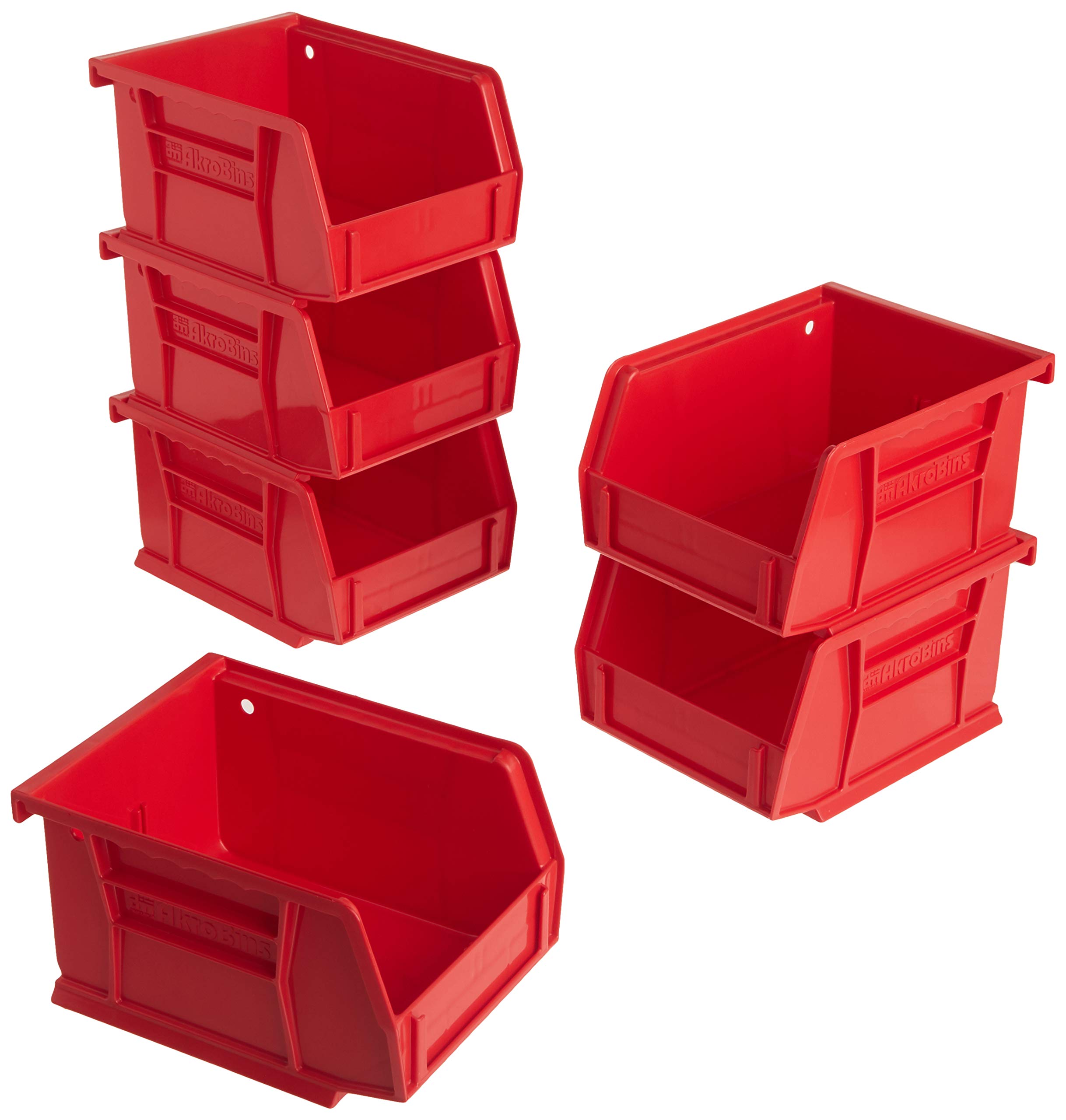 Foto 1 | Contenedores De Almacenamiento Akro-mils 30210 Akrobins De Plástico, 0,14 L, Color Rojo, Paquete De 6 - Venta Inter