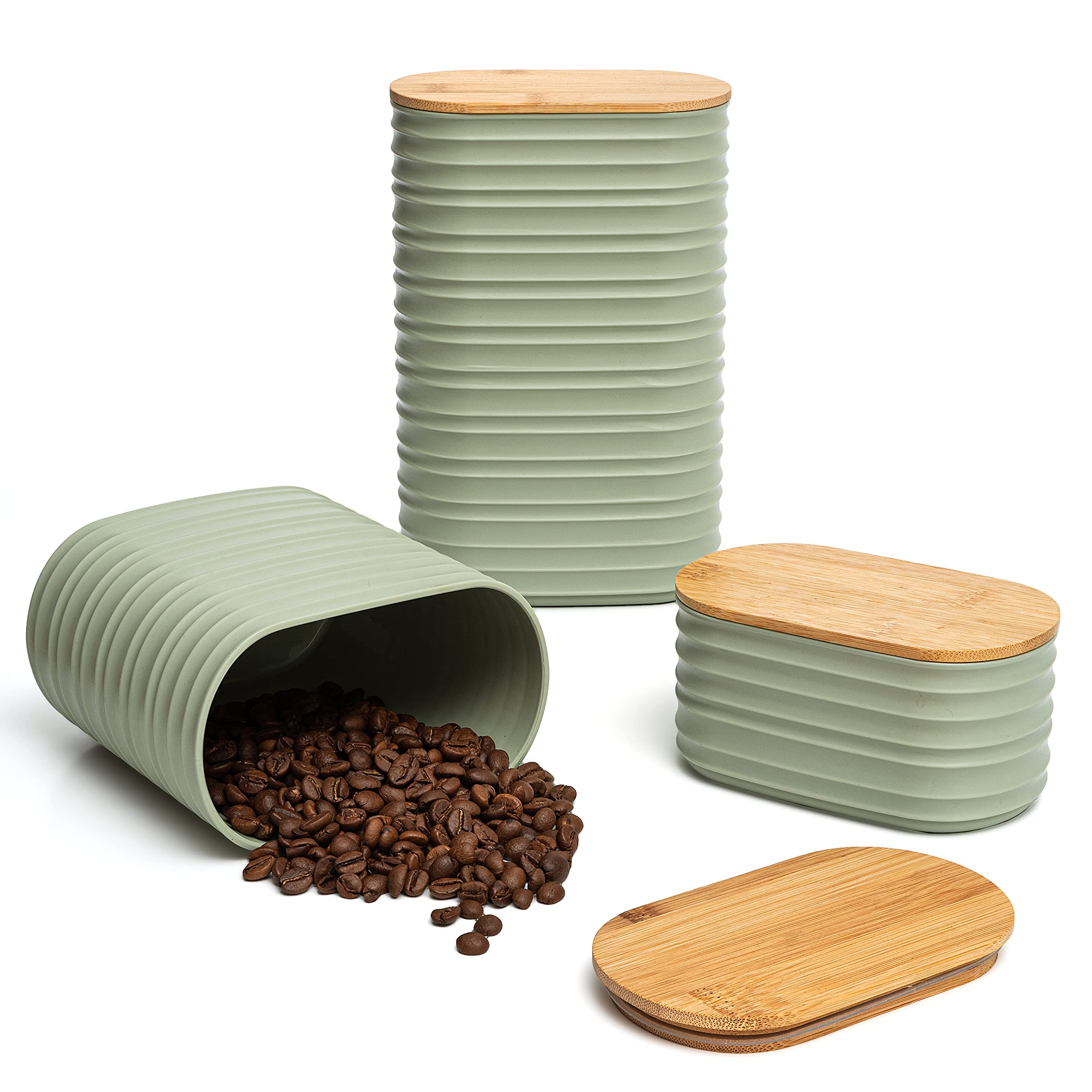Foto 1 | Juego De Recipientes De Cocina Mixpresso De Plástico Verde Oliva, 3 Unidades - Venta Internacional.