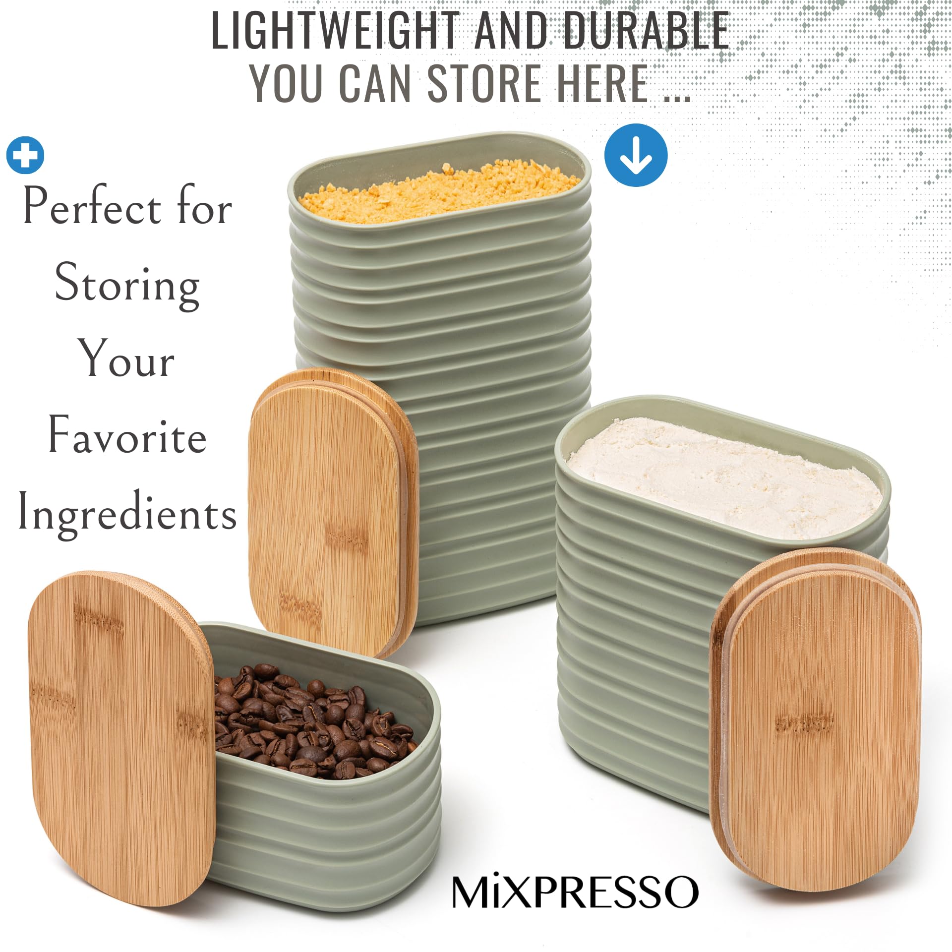 Foto 4 pulgar | Juego De Recipientes De Cocina Mixpresso De Plástico Verde Oliva, 3 Unidades - Venta Internacional.