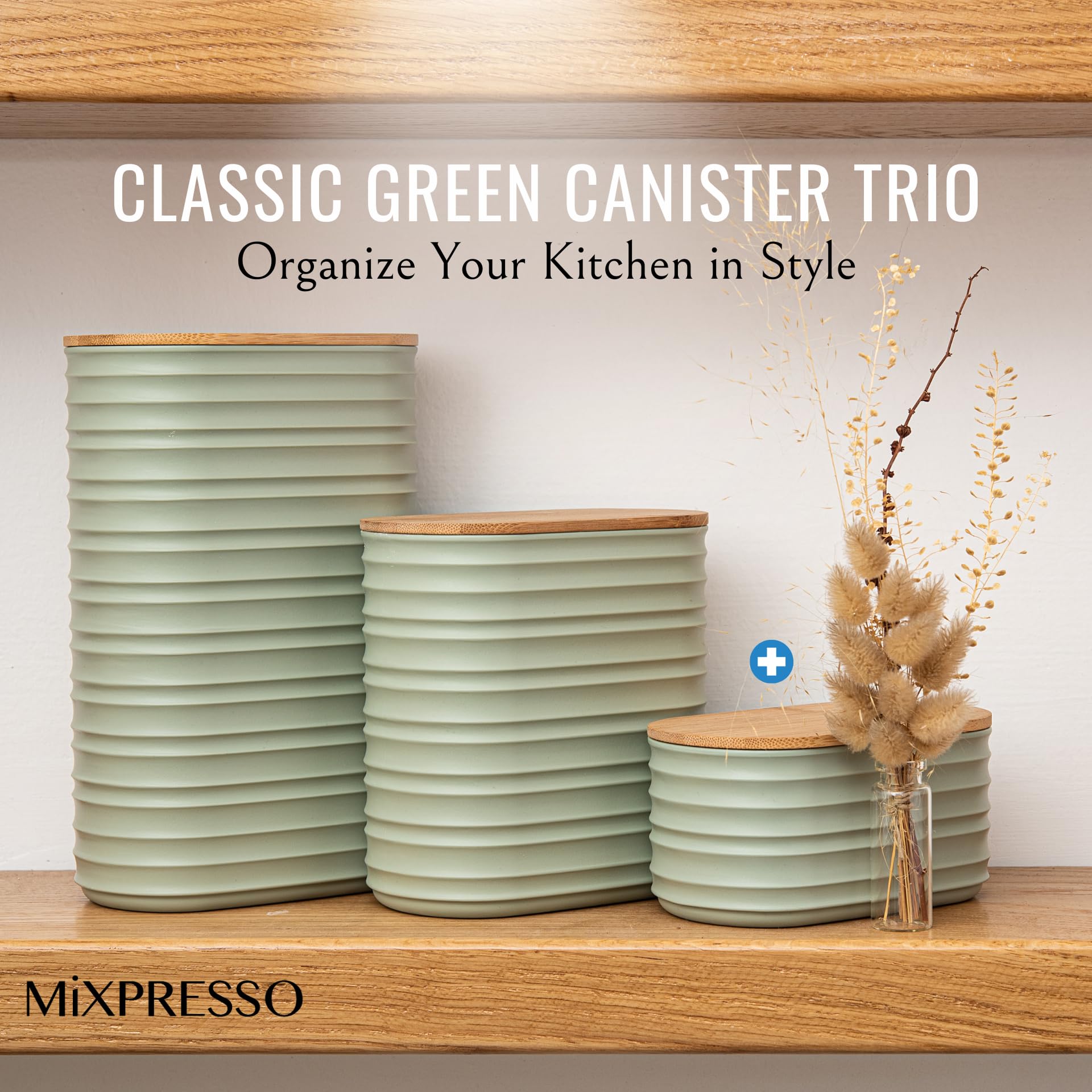 Foto 5 | Juego De Recipientes De Cocina Mixpresso De Plástico Verde Oliva, 3 Unidades - Venta Internacional.