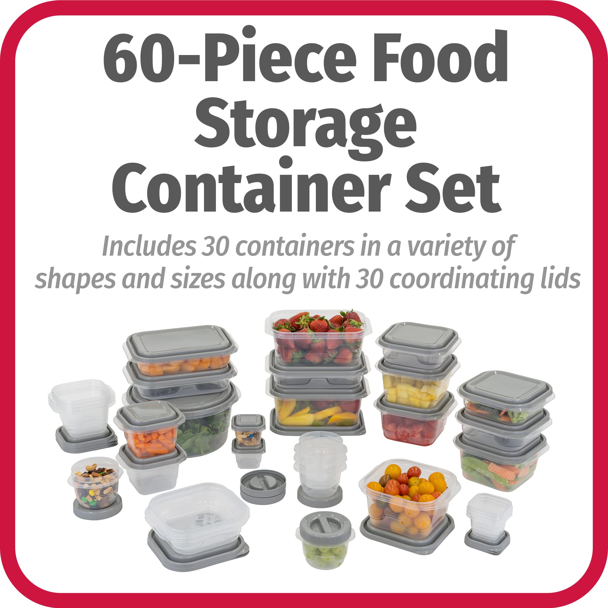 Foto 2 | Juego De Recipientes Para Alimentos Goodcook Everyware, 60 Unidades, Sin Bpa - Venta Internacional.