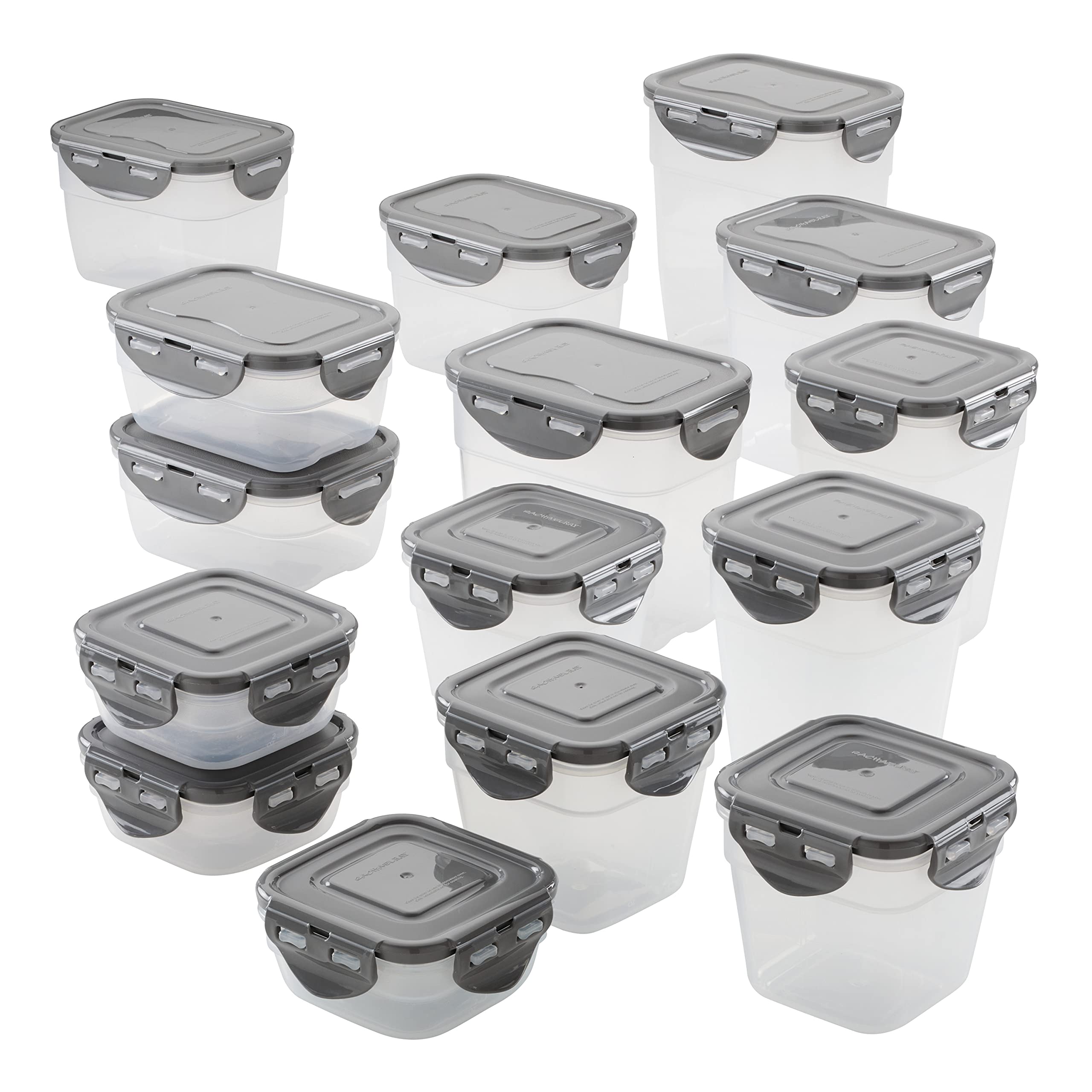 Juego De Recipientes De Almacenamiento De Alimentos Rachael Ray, 30 Piezas, Transparente/gris - Venta Internacional.