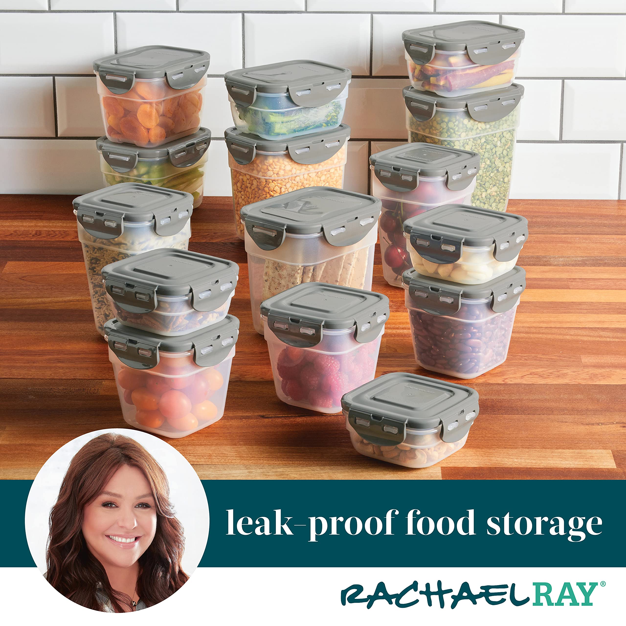 Foto 4 pulgar | Juego De Recipientes De Almacenamiento De Alimentos Rachael Ray, 30 Piezas, Transparente/gris - Venta Internacional.