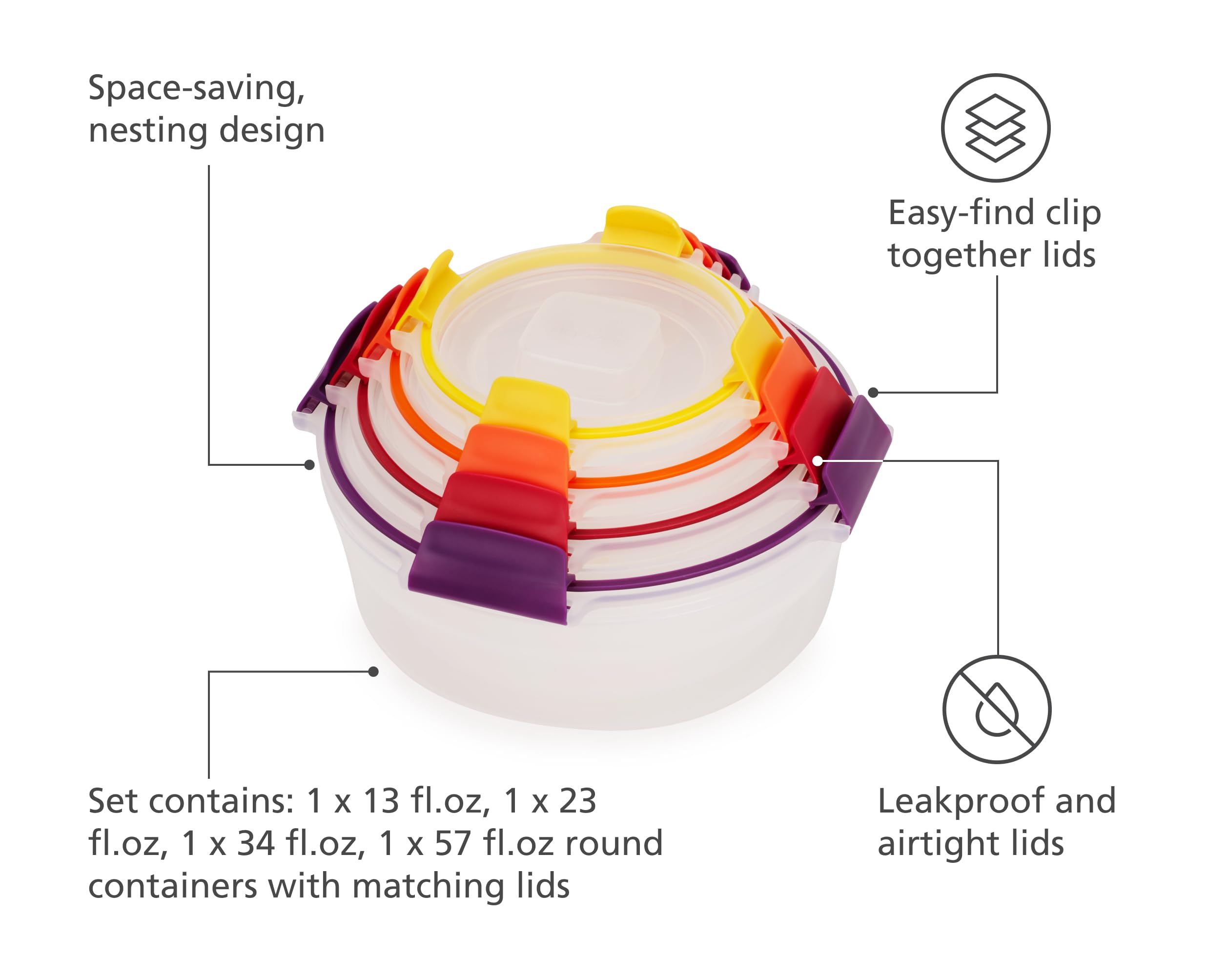 Foto 4 | Juego De Recipientes Para Almacenamiento De Alimentos Joseph Joseph Nest Lock De 8 Piezas - Venta Internacional.