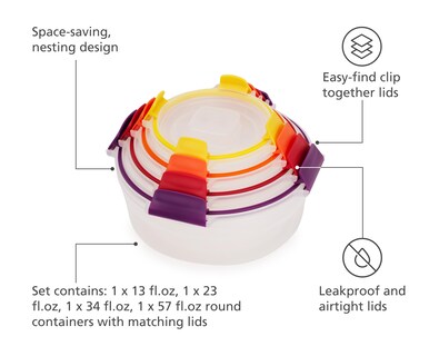 Foto 4 | Juego De Recipientes Para Almacenamiento De Alimentos Joseph Joseph Nest Lock De 8 Piezas - Venta Internacional.