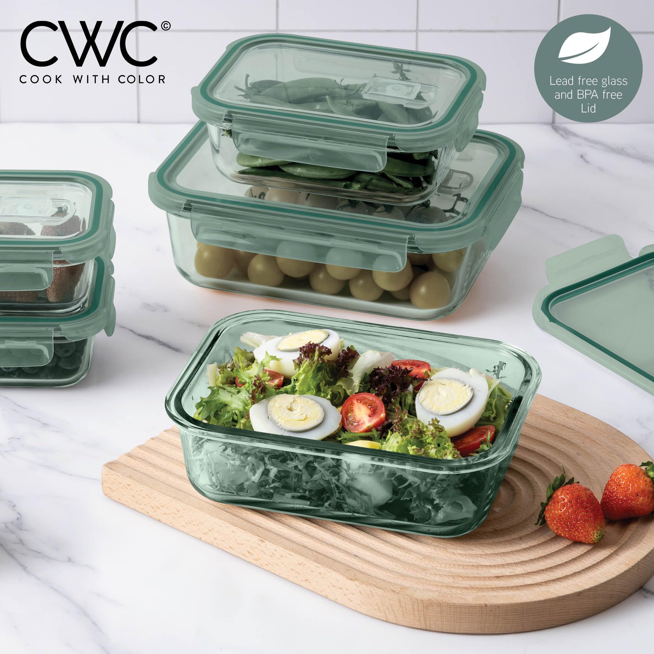 Foto 5 pulgar | Set De Recipientes Para Alimentos Cook With Color Premium, 10 Unidades Vidrio Coloreado - Venta Internacional.