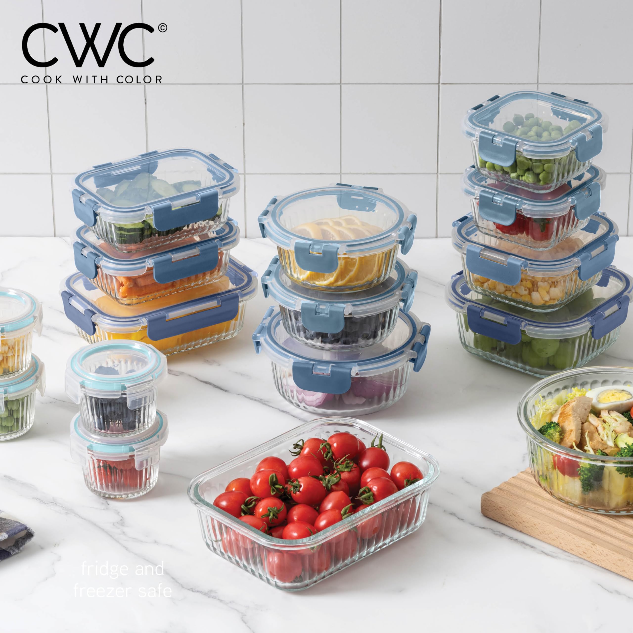 Foto 6 | Set De Recipientes Para Comida Cook With Color Premium, 32 Unidades Vidrio Borosilicato - Venta Internacional.