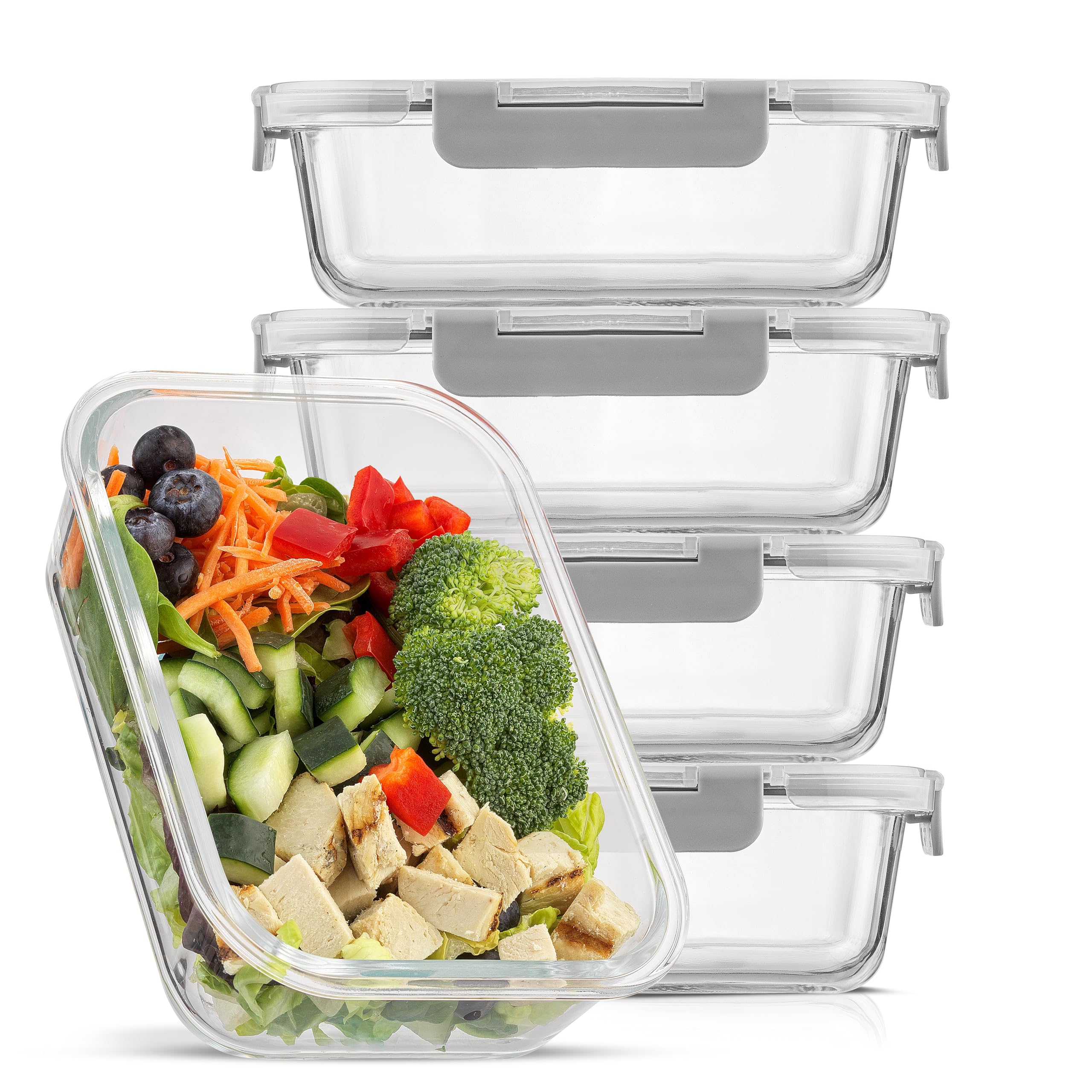 Foto 1 | Recipientes De Vidrio Para Almacenar Alimentos Joyjolt, Paquete De 5, 1 L, Herméticos - Venta Internacional.
