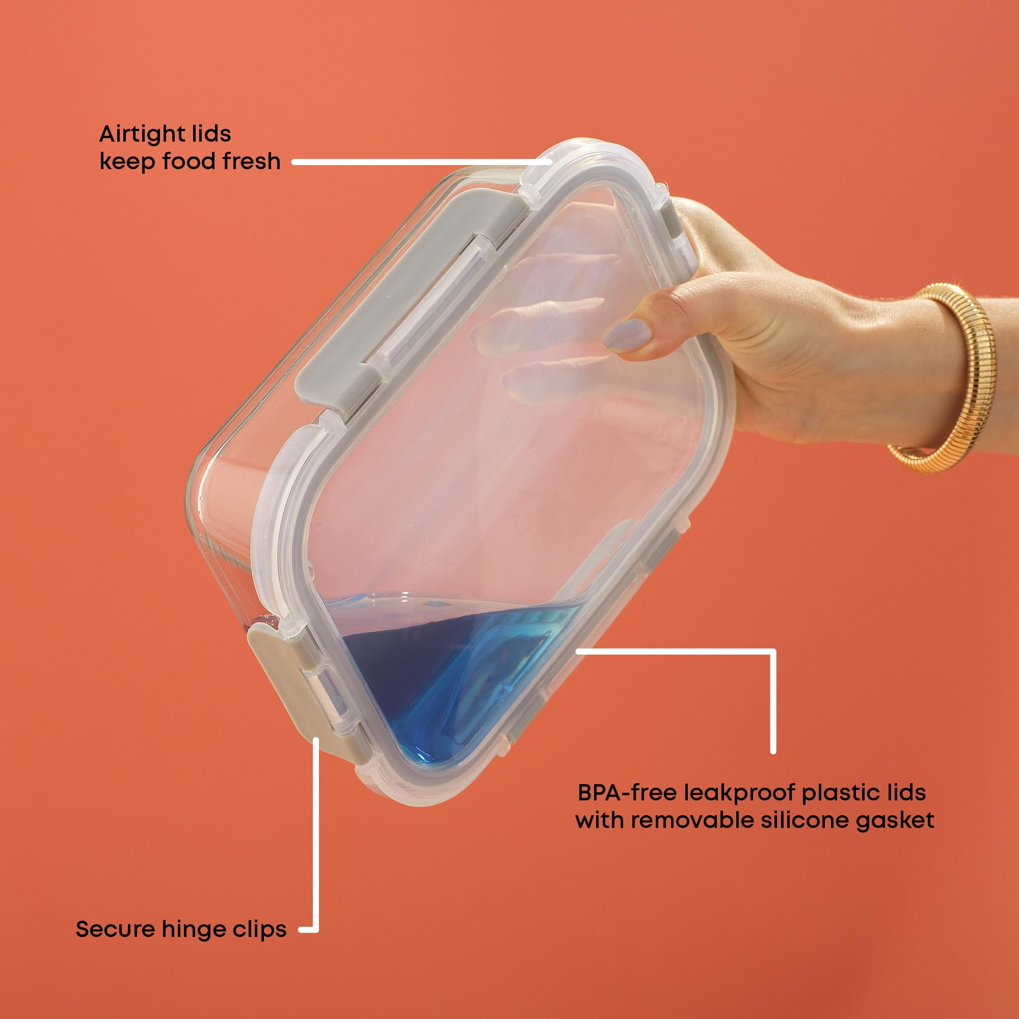 Foto 7 pulgar | Recipientes De Vidrio Para Almacenar Alimentos Joyjolt, Paquete De 5, 1 L, Herméticos - Venta Internacional.
