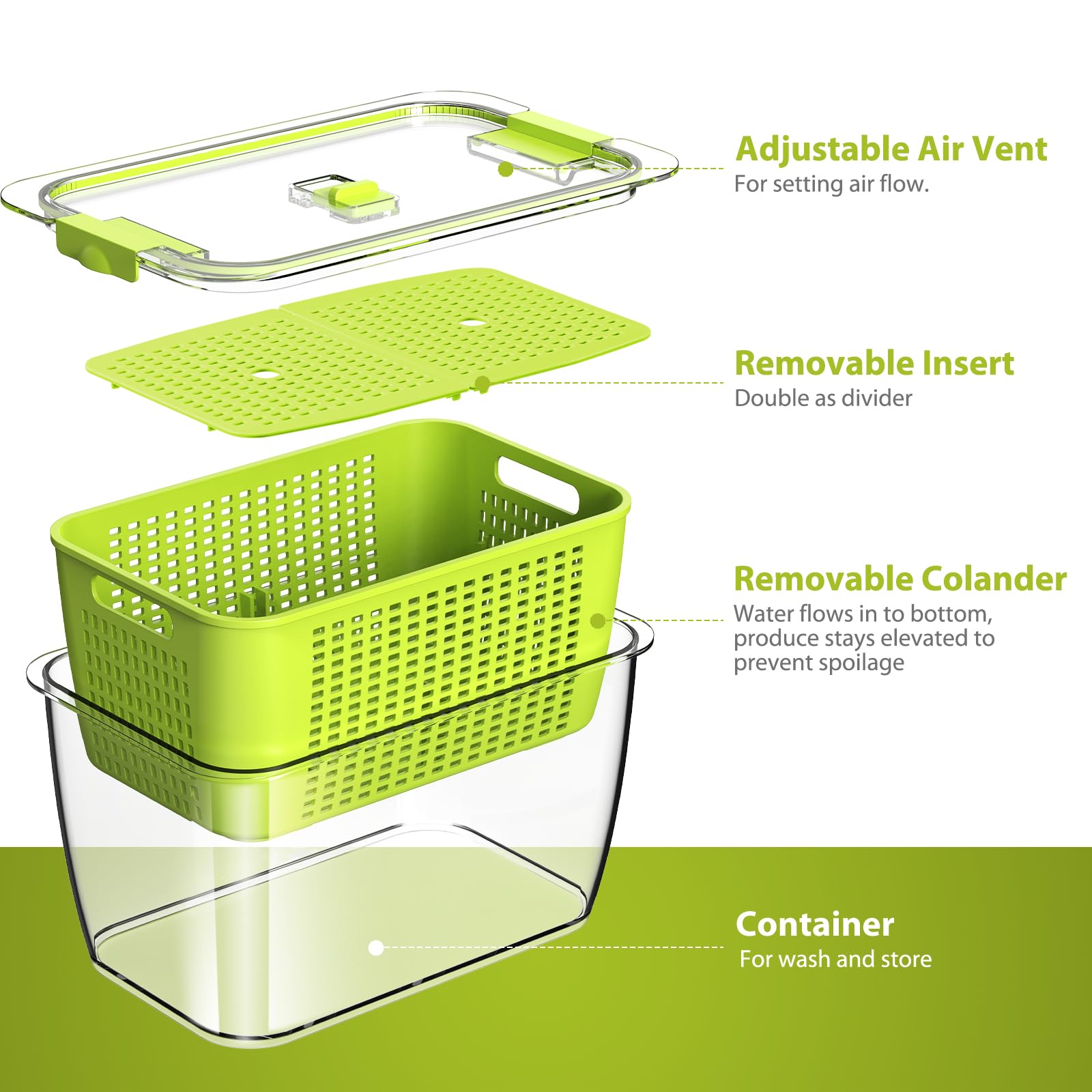 Foto 4 pulgar | Recipiente De Almacenamiento Luxear Para Frutas Y Verduras, Paquete De 4 Unidades, Keep Fresh - Venta Internacional.