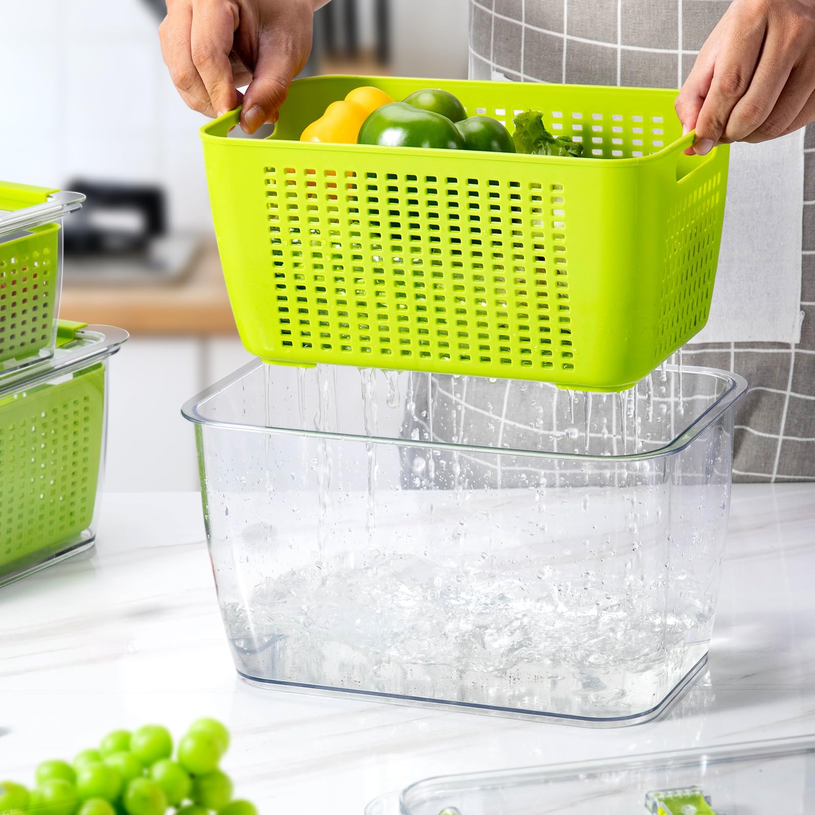 Foto 5 pulgar | Recipiente De Almacenamiento Luxear Para Frutas Y Verduras, Paquete De 4 Unidades, Keep Fresh - Venta Internacional.