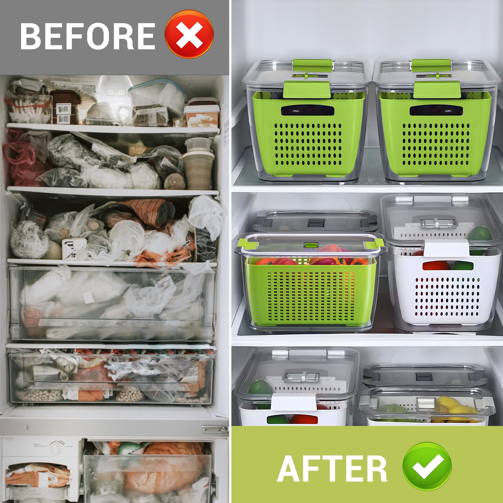 Foto 5 | Recipiente De Almacenamiento Luxear Para Frutas Y Verduras, Paquete De 4 Unidades, Keep Fresh - Venta Internacional.