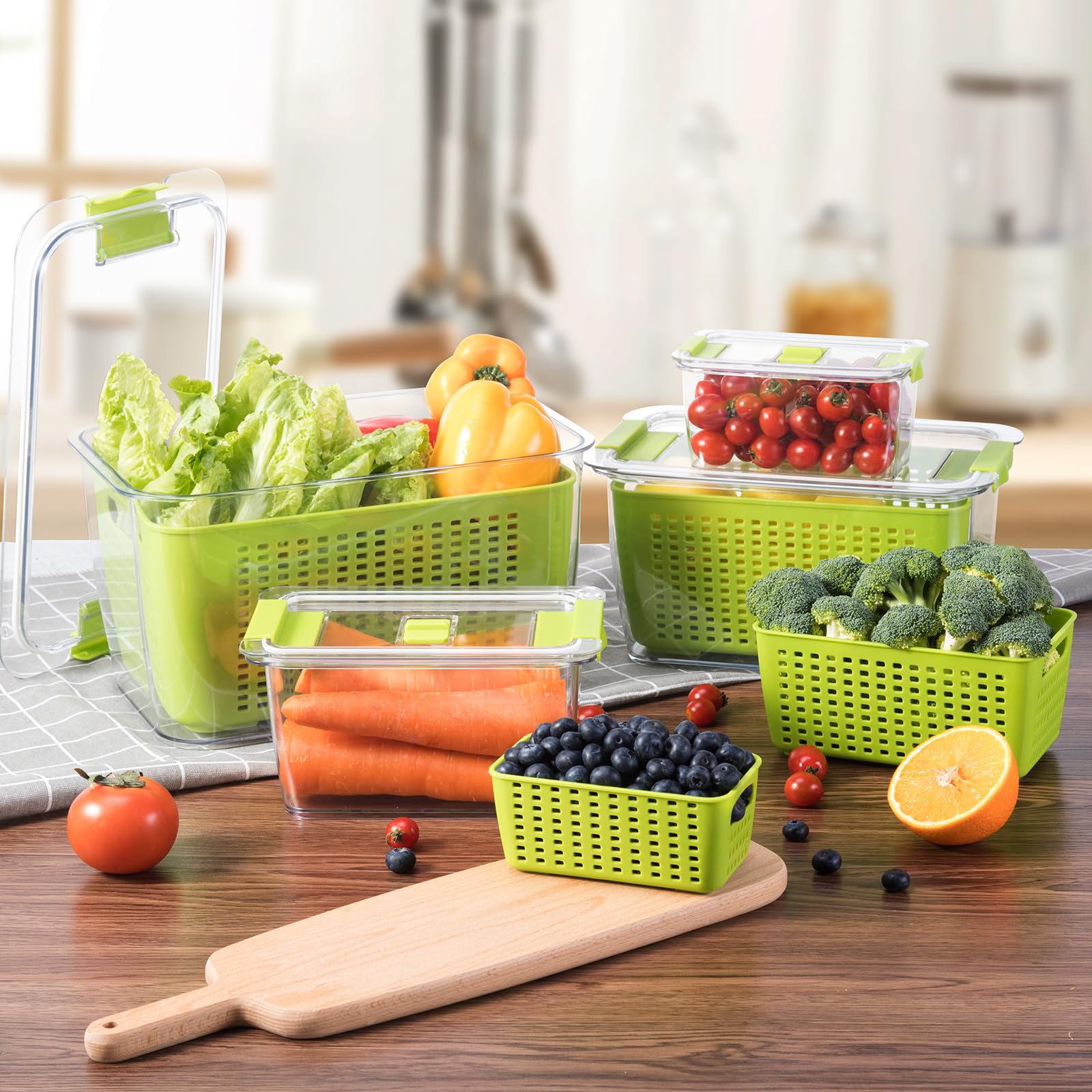 Foto 7 pulgar | Recipiente De Almacenamiento Luxear Para Frutas Y Verduras, Paquete De 4 Unidades, Keep Fresh - Venta Internacional.