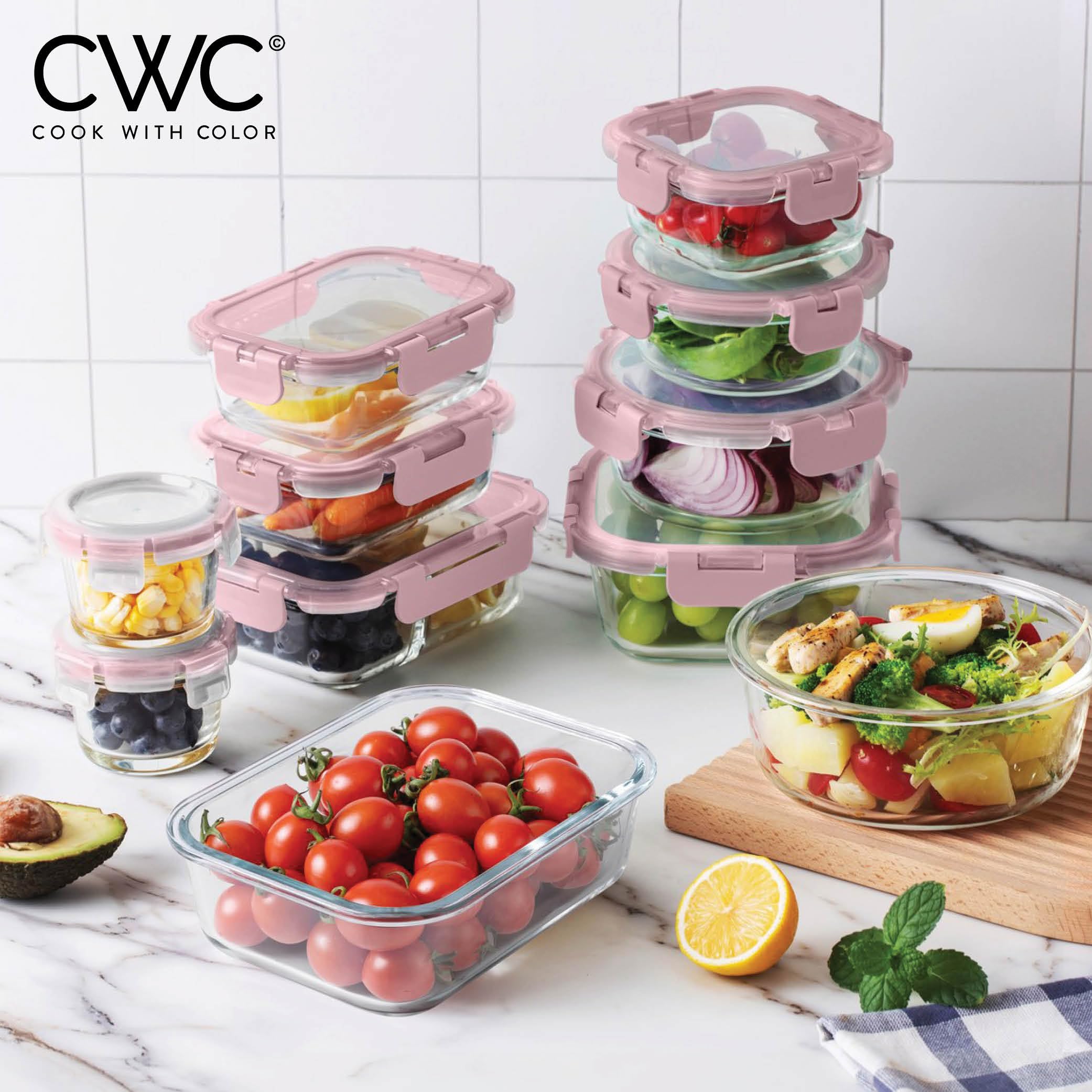Foto 2 | Set De Recipientes Para Comida Cook With Color Premium, 32 Unidades Vidrio Borosilicato - Venta Internacional.