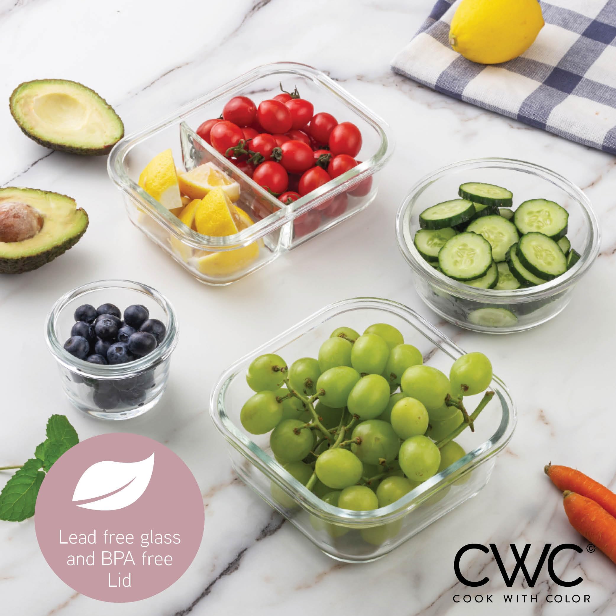 Foto 6 | Set De Recipientes Para Comida Cook With Color Premium, 32 Unidades Vidrio Borosilicato - Venta Internacional.