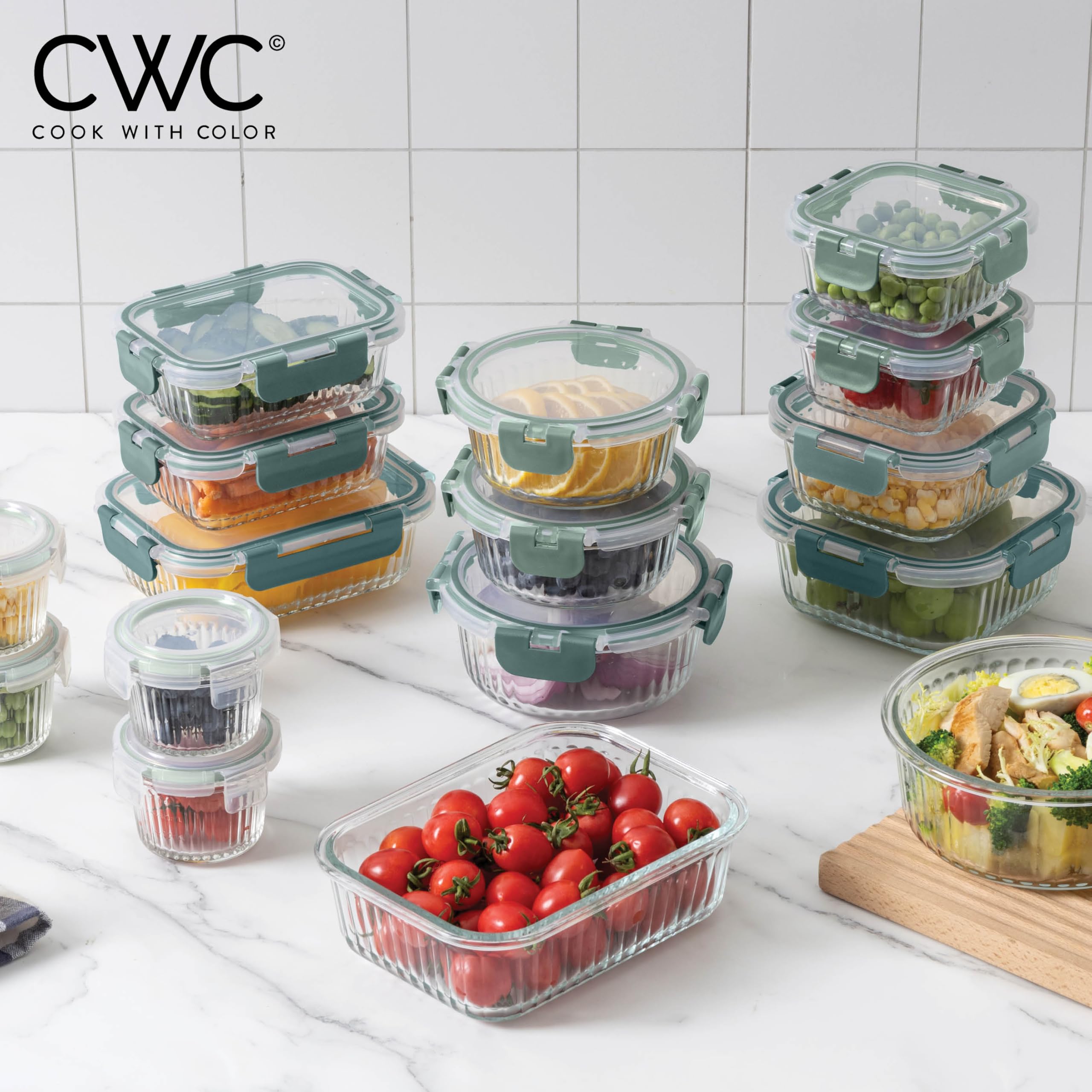 Foto 7 pulgar | Set De Recipientes Para Comida Cook With Color Premium, 32 Unidades Vidrio Borosilicato - Venta Internacional.