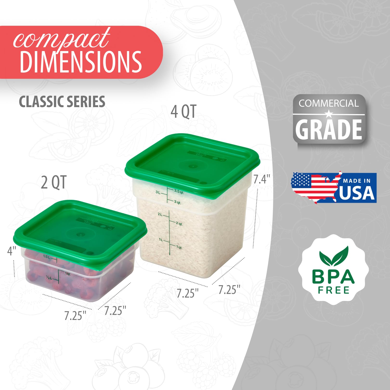 Foto 4 pulgar | Recipiente De Almacenamiento De Alimentos Cambro Classic Series 2/4qt, Paquete De 2 - Venta Internacional.