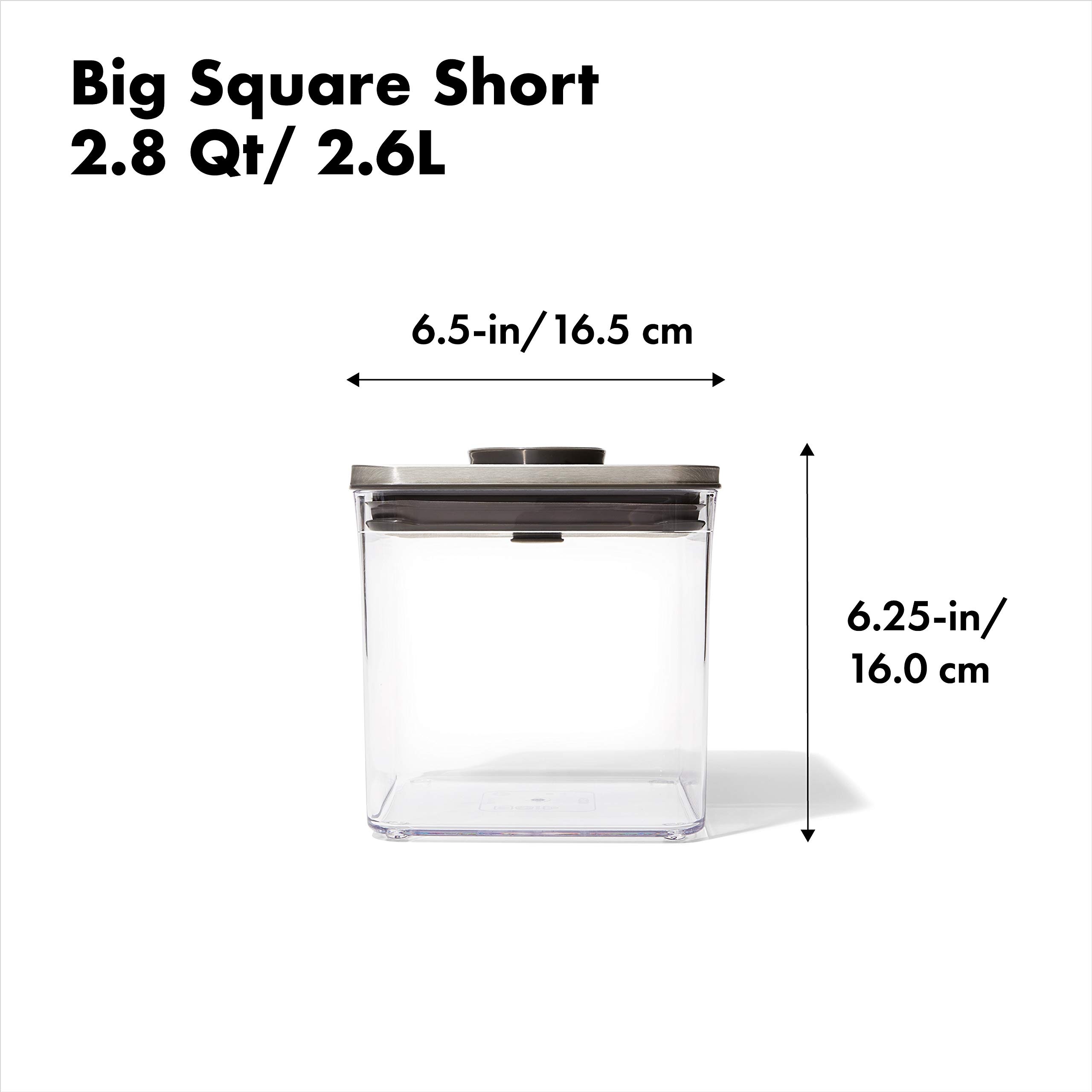 Foto 3 pulgar | Recipiente Oxo Steel Pop Big Short Square De 2,6 L Para Cereales, Color Gris - Venta Internacional.