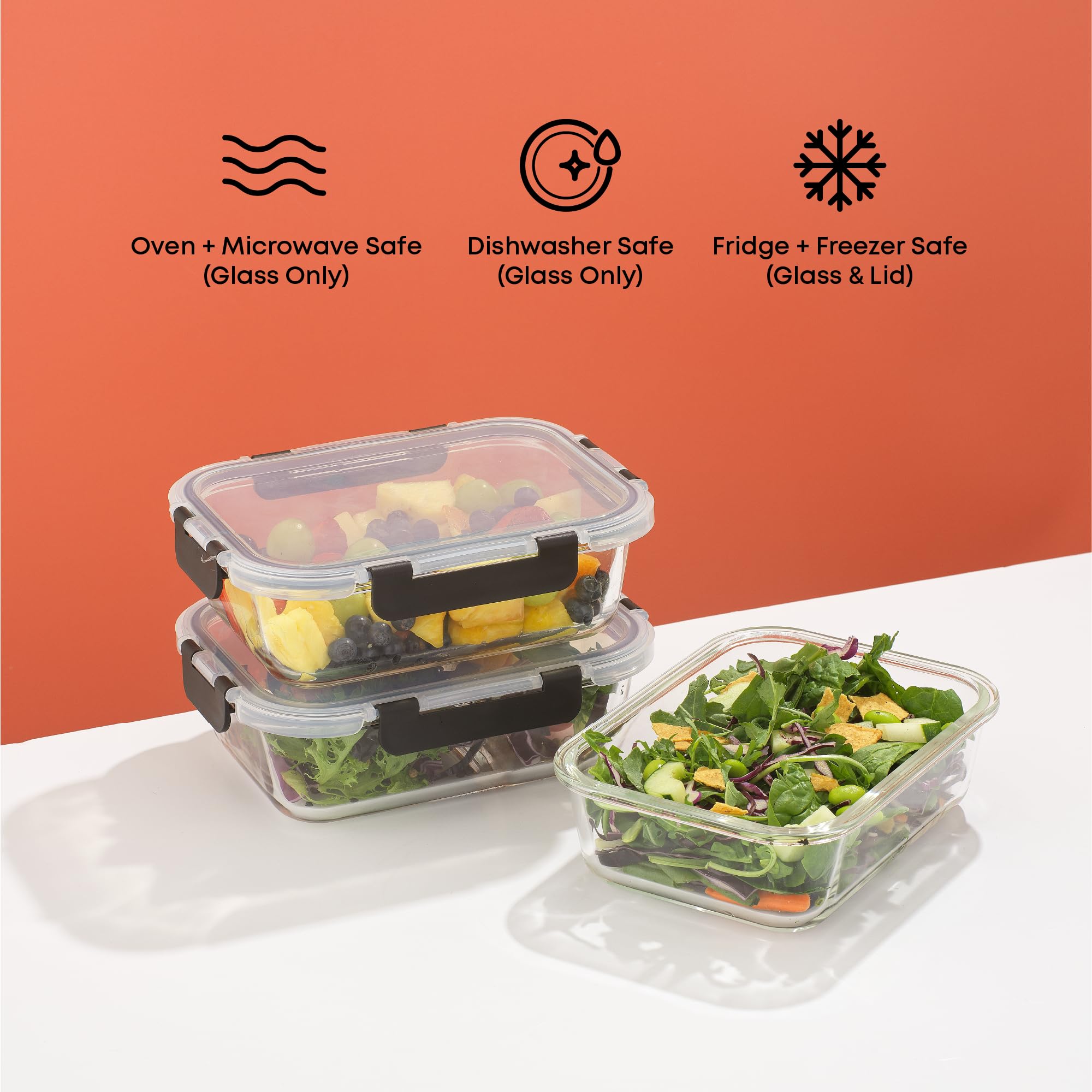 Foto 5 | Recipientes De Vidrio Para Almacenar Alimentos Joyjolt, Paquete De 5, 1 L, Herméticos - Venta Internacional.
