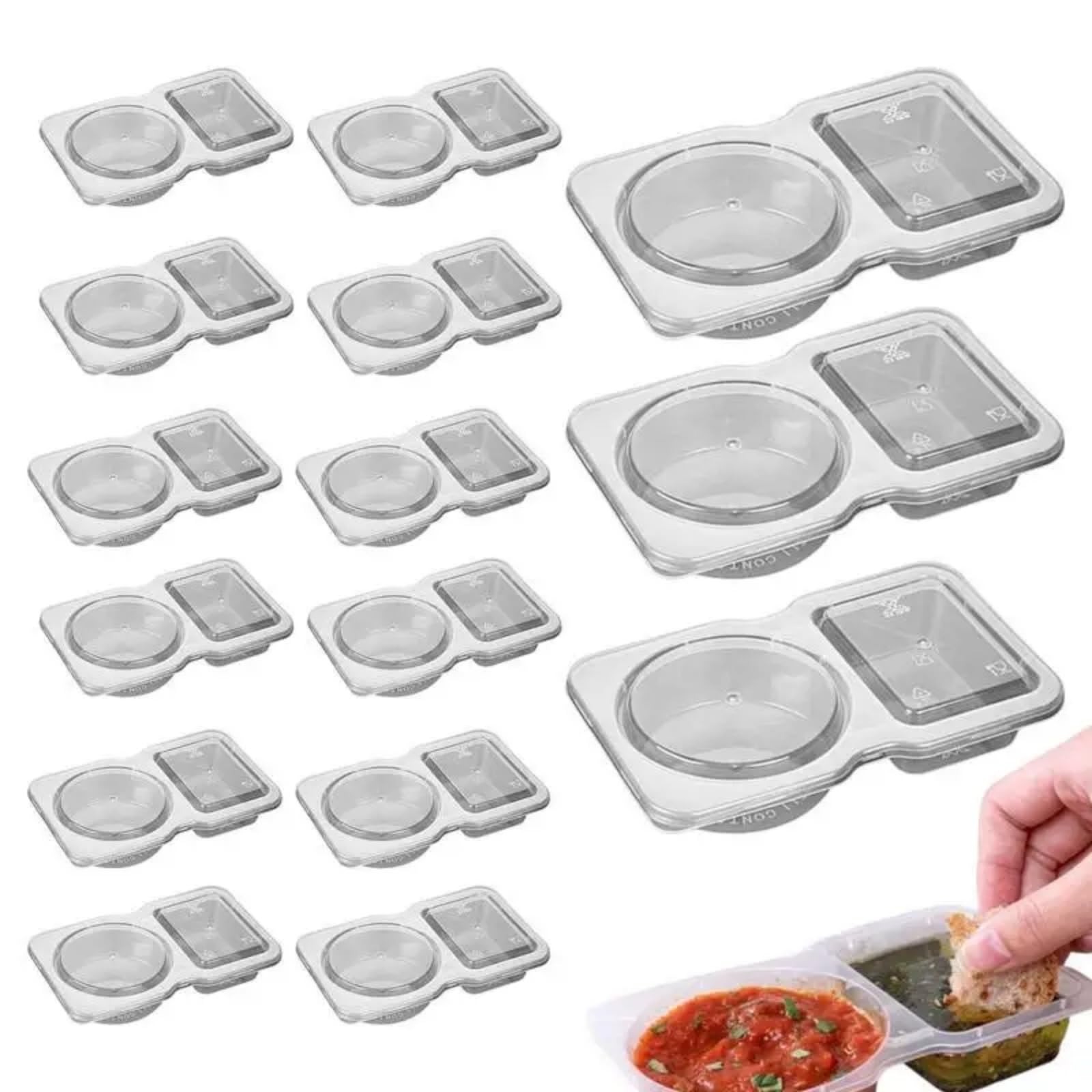 Recipiente Para Condimentos Con Doble Compartimento, 15 Unidades, 60 Ml/70 Ml - Venta Internacional.