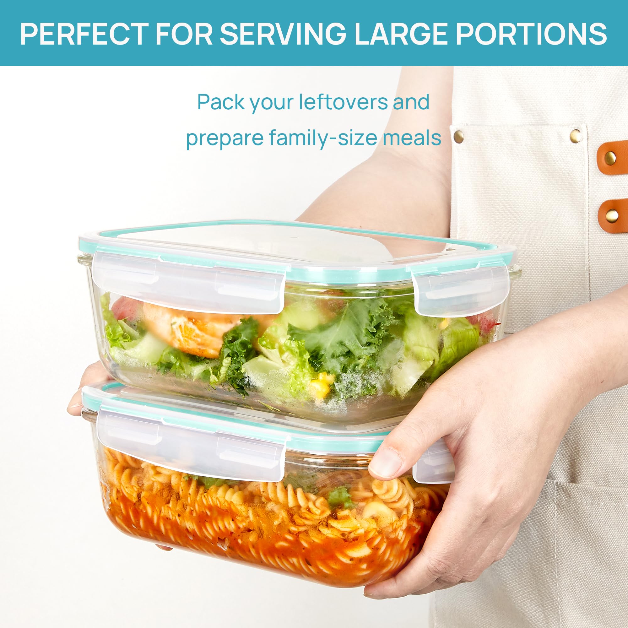 Foto 4 pulgar | Recipientes De Vidrio Vtopmart, Paquete De 2, 1860 Ml Con Tapas, Color Verde - Venta Internacional.