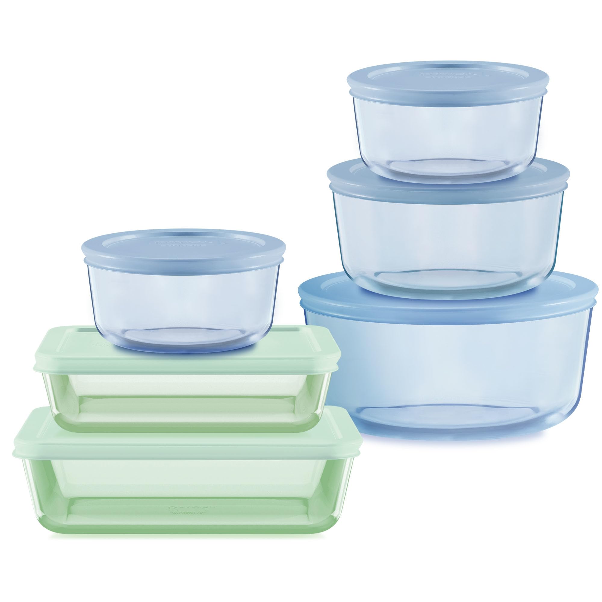 Foto 2 pulgar | Juego De Recipientes Para Almacenamiento De Alimentos, Vidrio Tintado Pyrex Colors, Paquete De 6 - Venta Internacional.