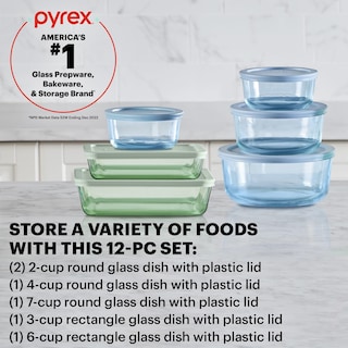Foto 2 | Juego De Recipientes Para Almacenamiento De Alimentos, Vidrio Tintado Pyrex Colors, Paquete De 6 - Venta Internacional.