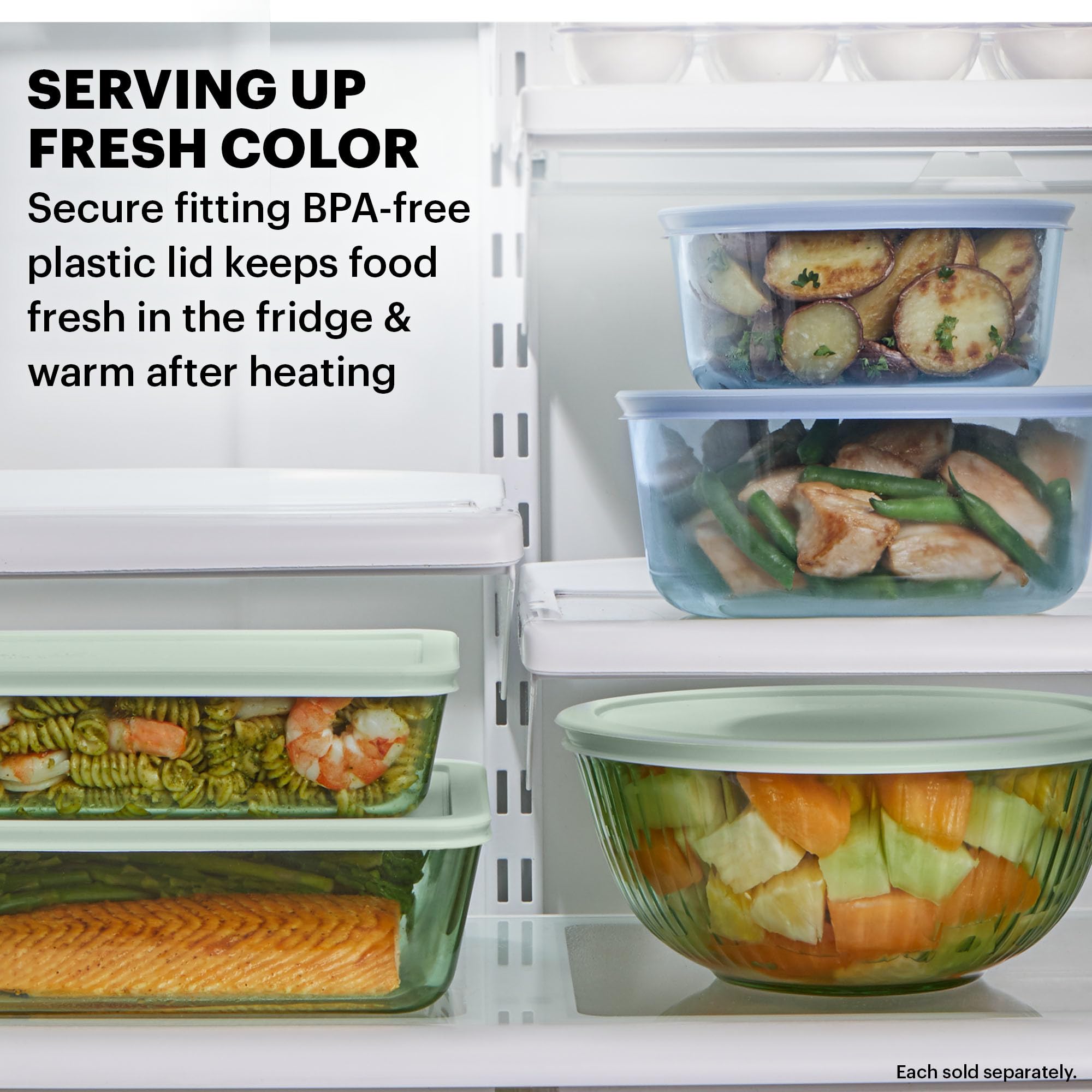 Foto 5 pulgar | Juego De Recipientes Para Almacenamiento De Alimentos, Vidrio Tintado Pyrex Colors, Paquete De 6 - Venta Internacional.