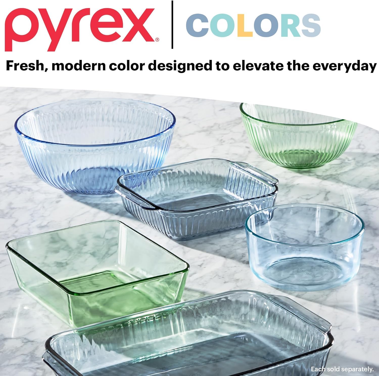 Foto 5 | Juego De Recipientes Para Almacenamiento De Alimentos, Vidrio Tintado Pyrex Colors, Paquete De 6 - Venta Internacional.