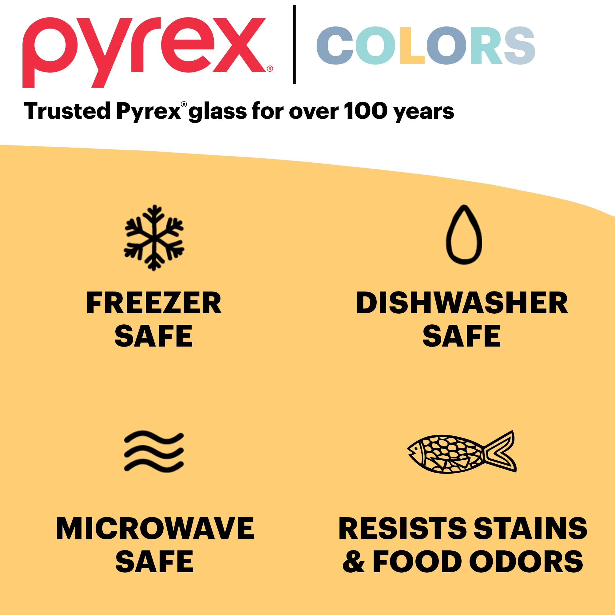 Foto 6 | Juego De Recipientes Para Almacenamiento De Alimentos, Vidrio Tintado Pyrex Colors, Paquete De 6 - Venta Internacional.