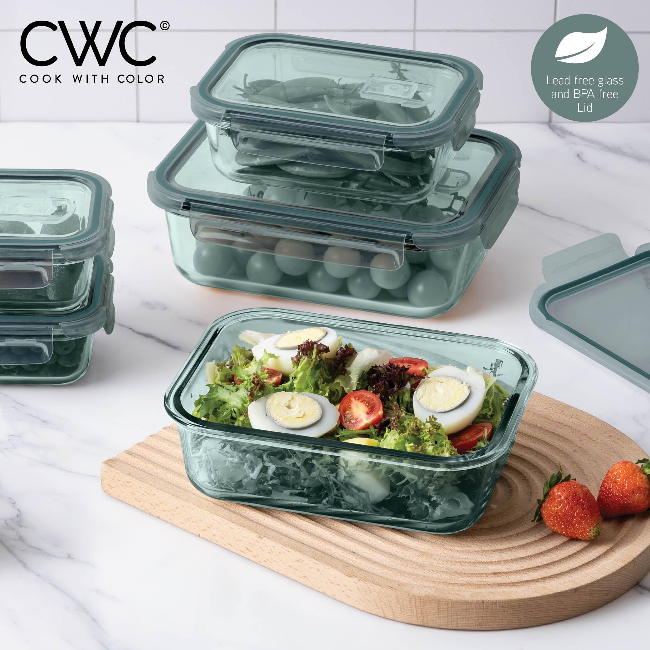 Foto 5 pulgar | Set De Recipientes Para Alimentos Cook With Color Premium, 10 Unidades Vidrio Coloreado - Venta Internacional.