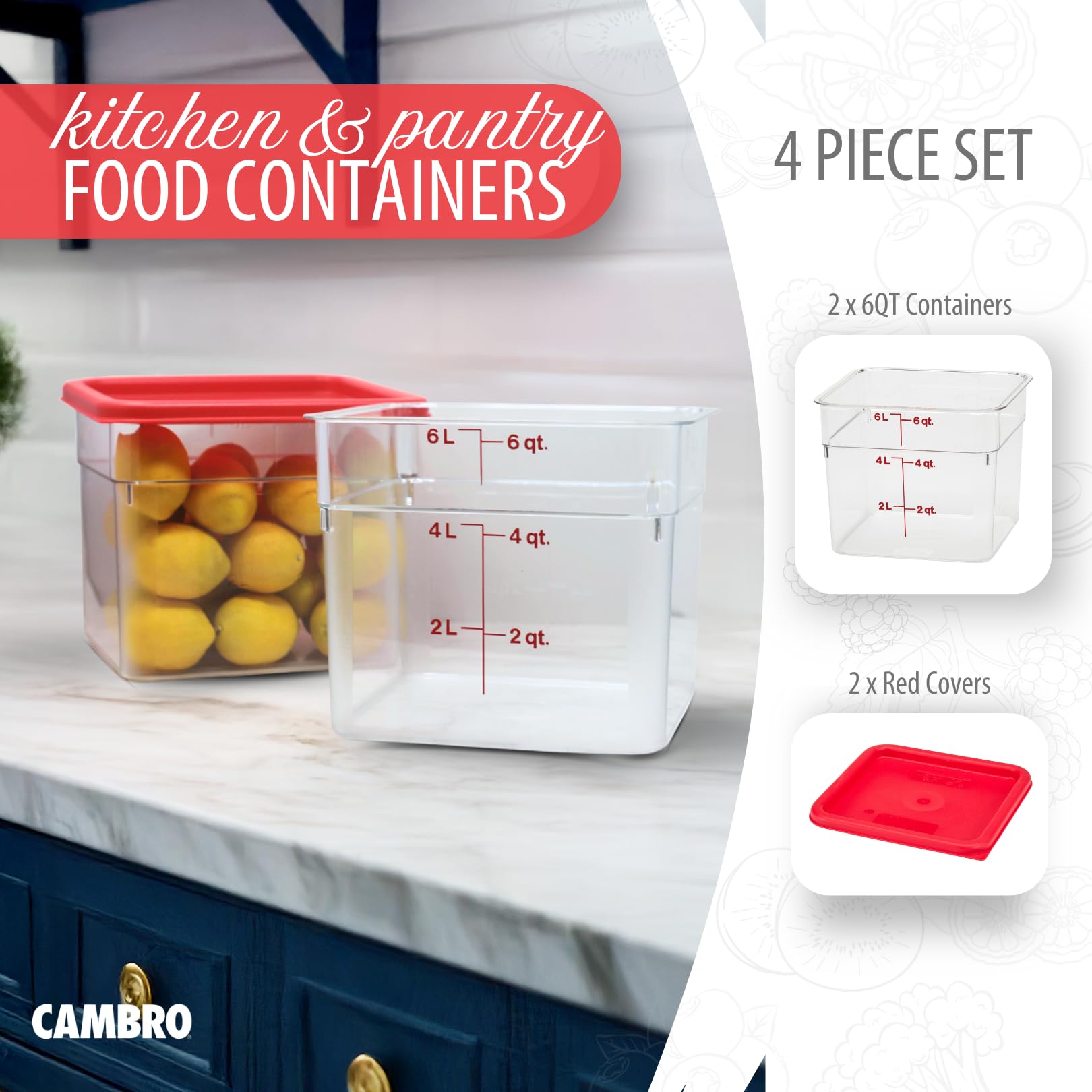 Foto 3 pulgar | Contenedor De Almacenamiento De Alimentos Cambro Classic Series 6l (paquete De 2) - Venta Internacional.