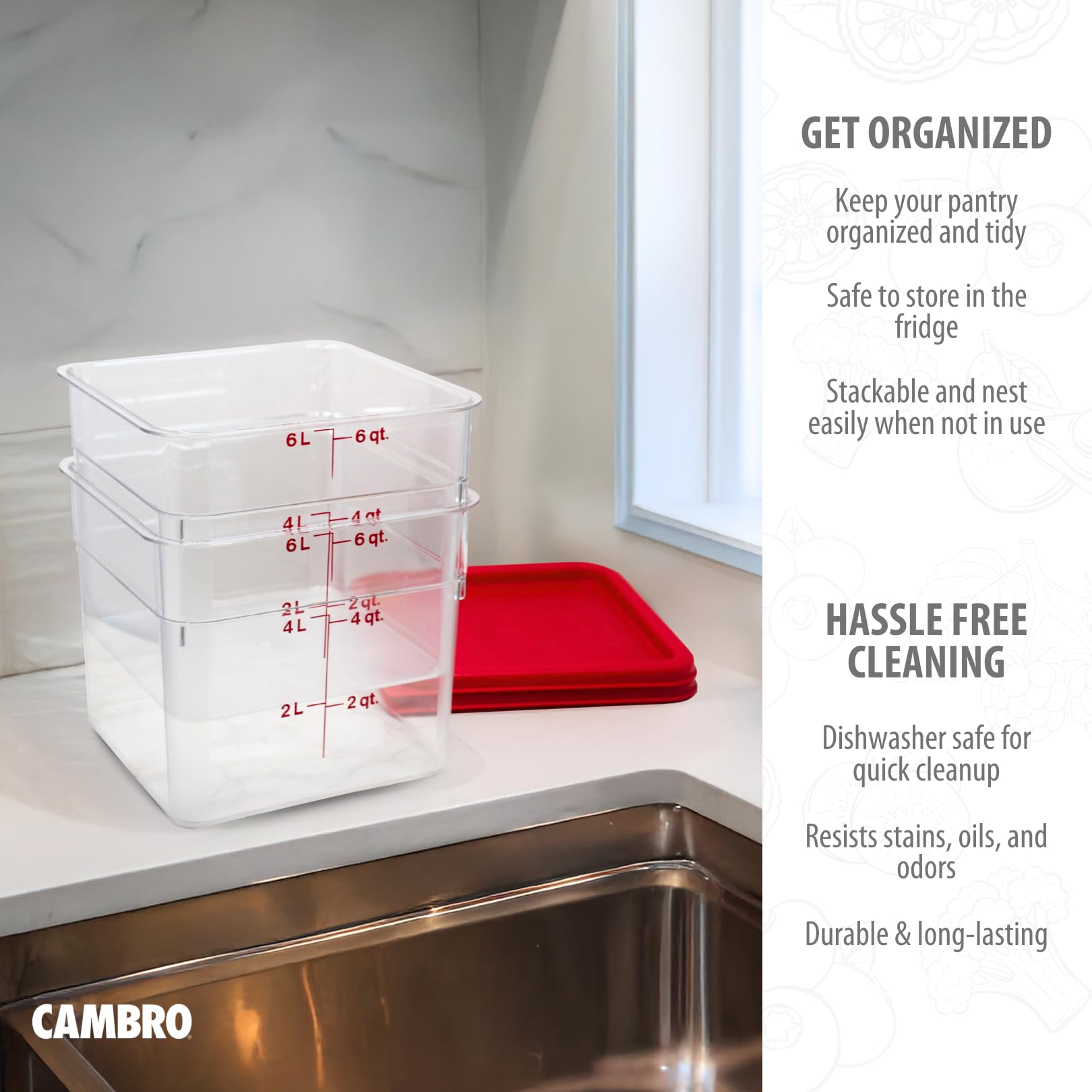 Foto 6 pulgar | Contenedor De Almacenamiento De Alimentos Cambro Classic Series 6l (paquete De 2) - Venta Internacional.