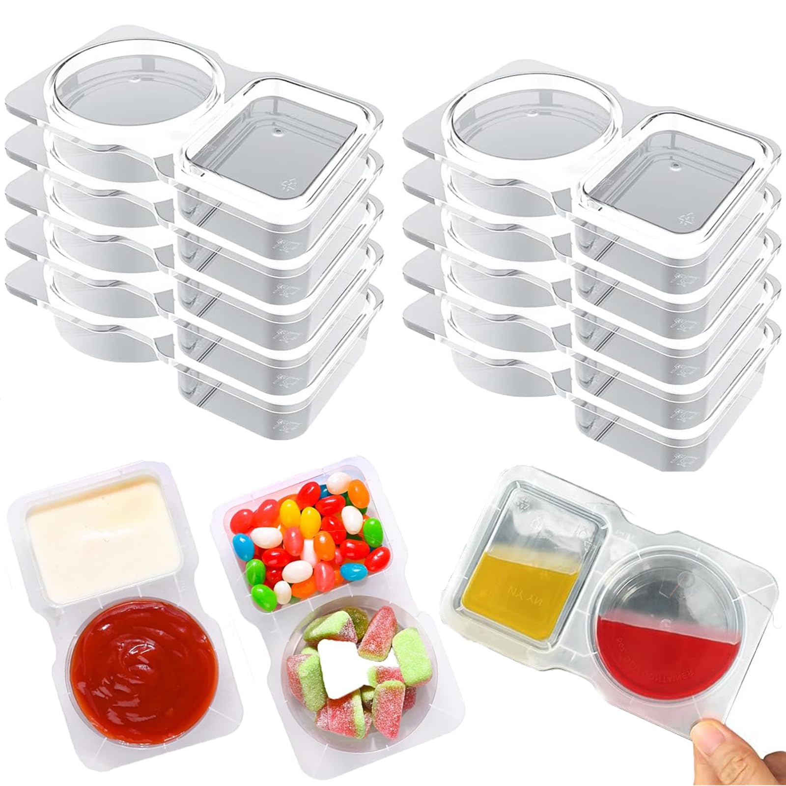 Foto 2 pulgar | Recipientes Para Condimentos, 10 Unidades, Doble Compartimento Con Tapas, 130 Ml - Venta Internacional.