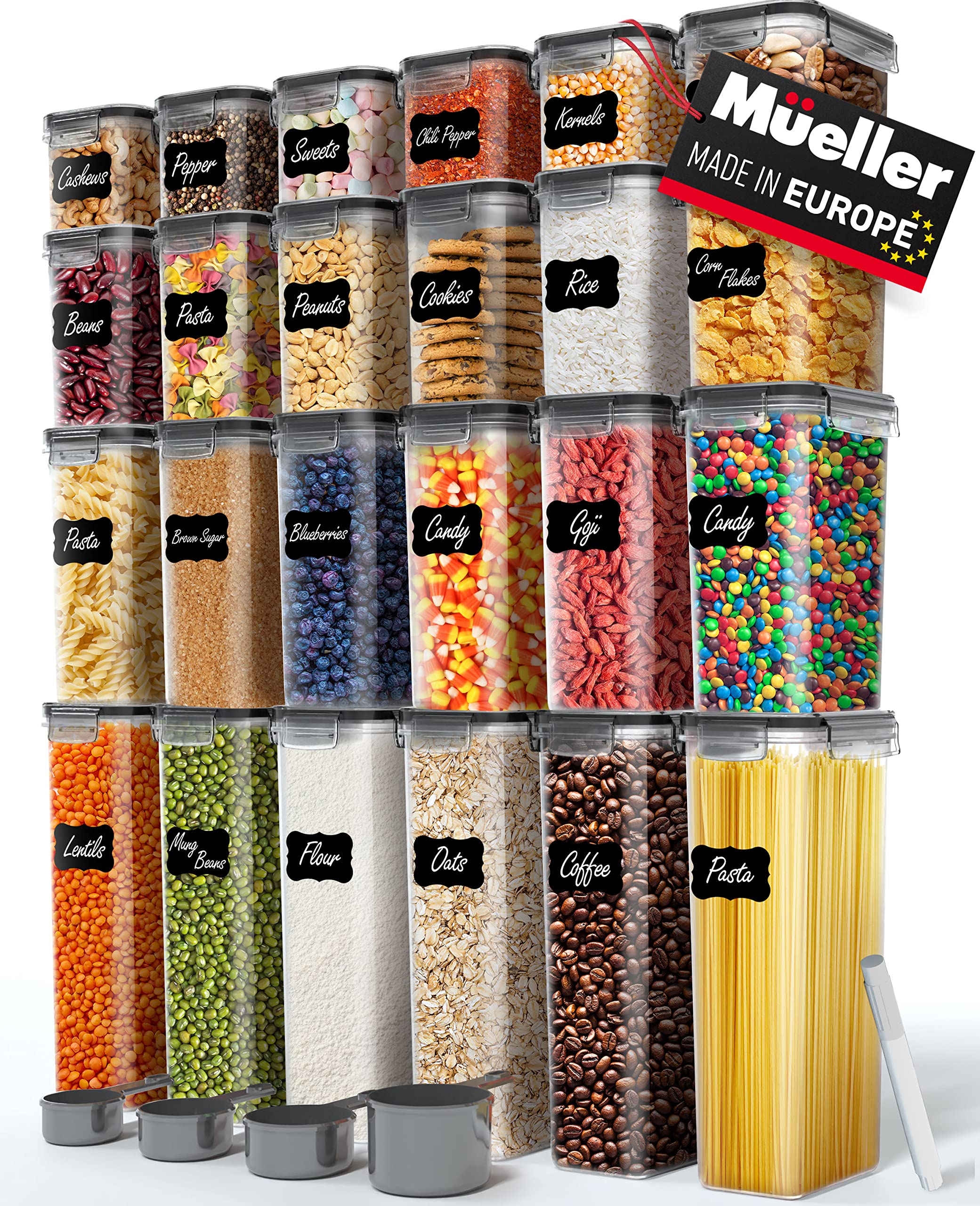 Juego De Recipientes Herméticos Mueller Para Almacenamiento De Alimentos, 24 Piezas, Color Gris Oscuro - Venta Int