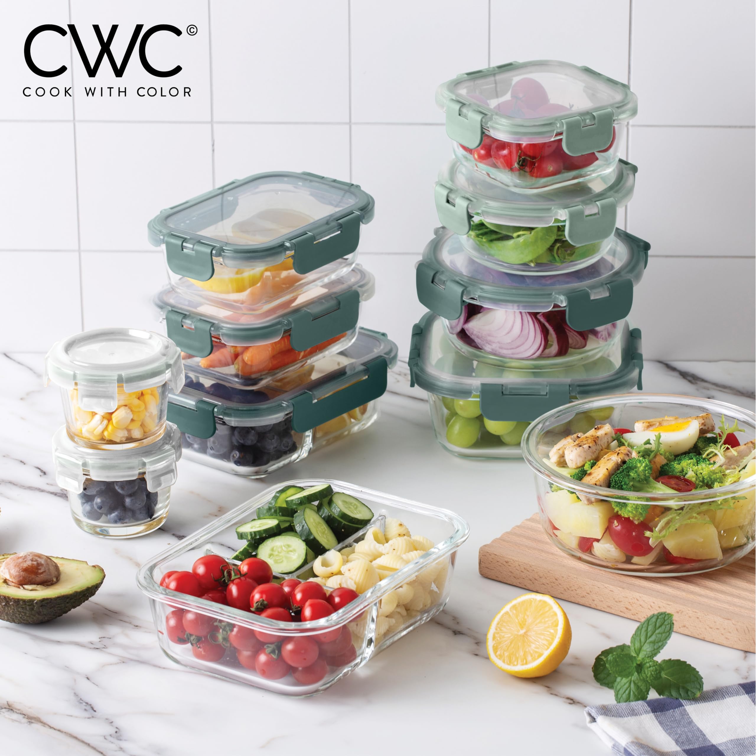 Foto 7 pulgar | Set De Recipientes Para Comida Cook With Color Premium, 32 Unidades Vidrio Borosilicato - Venta Internacional.
