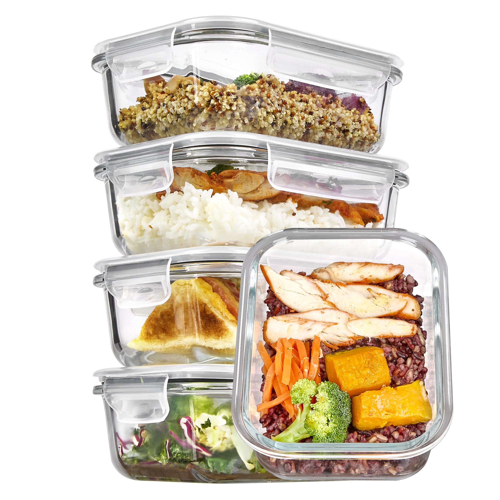 Foto 2 pulgar | Recipientes De Vidrio Vtopmart 650 Ml Con Tapas, Paquete De 5 - Venta Internacional.