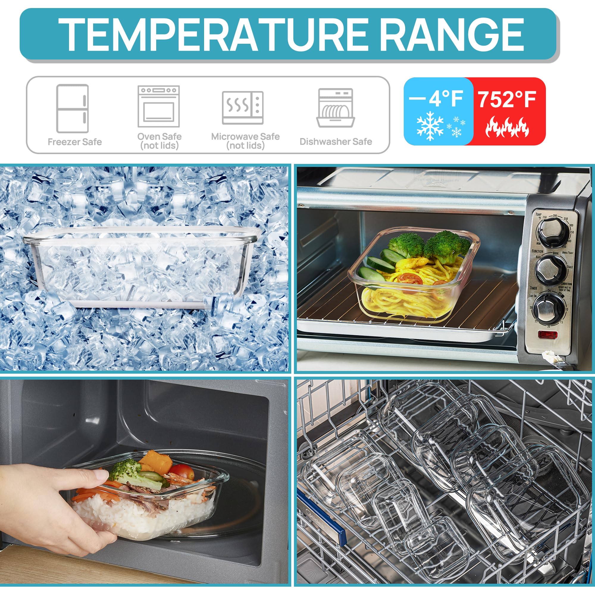 Foto 7 | Recipientes De Vidrio Vtopmart 650 Ml Con Tapas, Paquete De 5 - Venta Internacional.