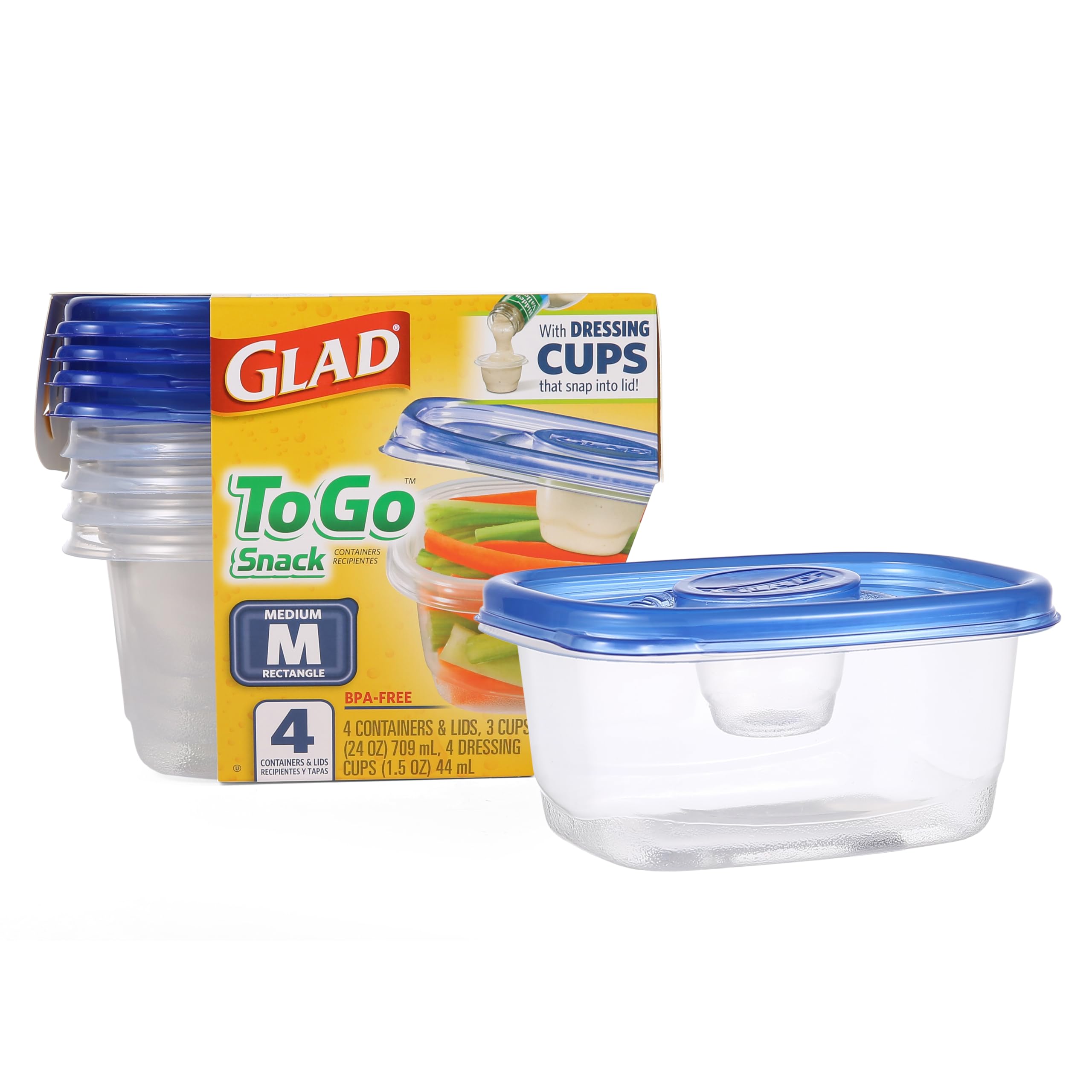 Foto 2 pulgar | Contenedor De Almacenamiento De Alimentos Gladware To Go Snack 710 Ml, Juego De 4 - Venta Internacional.