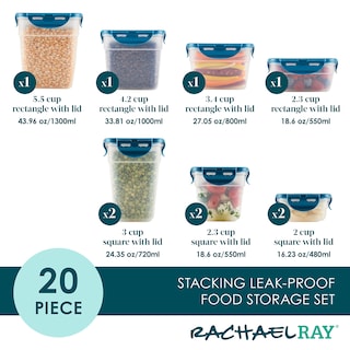 Foto 2 | Juego De Recipientes De Almacenamiento De Alimentos Rachael Ray, 20 Piezas, Transparente/verde Azulado - Venta Inte