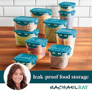 Foto 3 | Juego De Recipientes De Almacenamiento De Alimentos Rachael Ray, 20 Piezas, Transparente/verde Azulado - Venta Inte