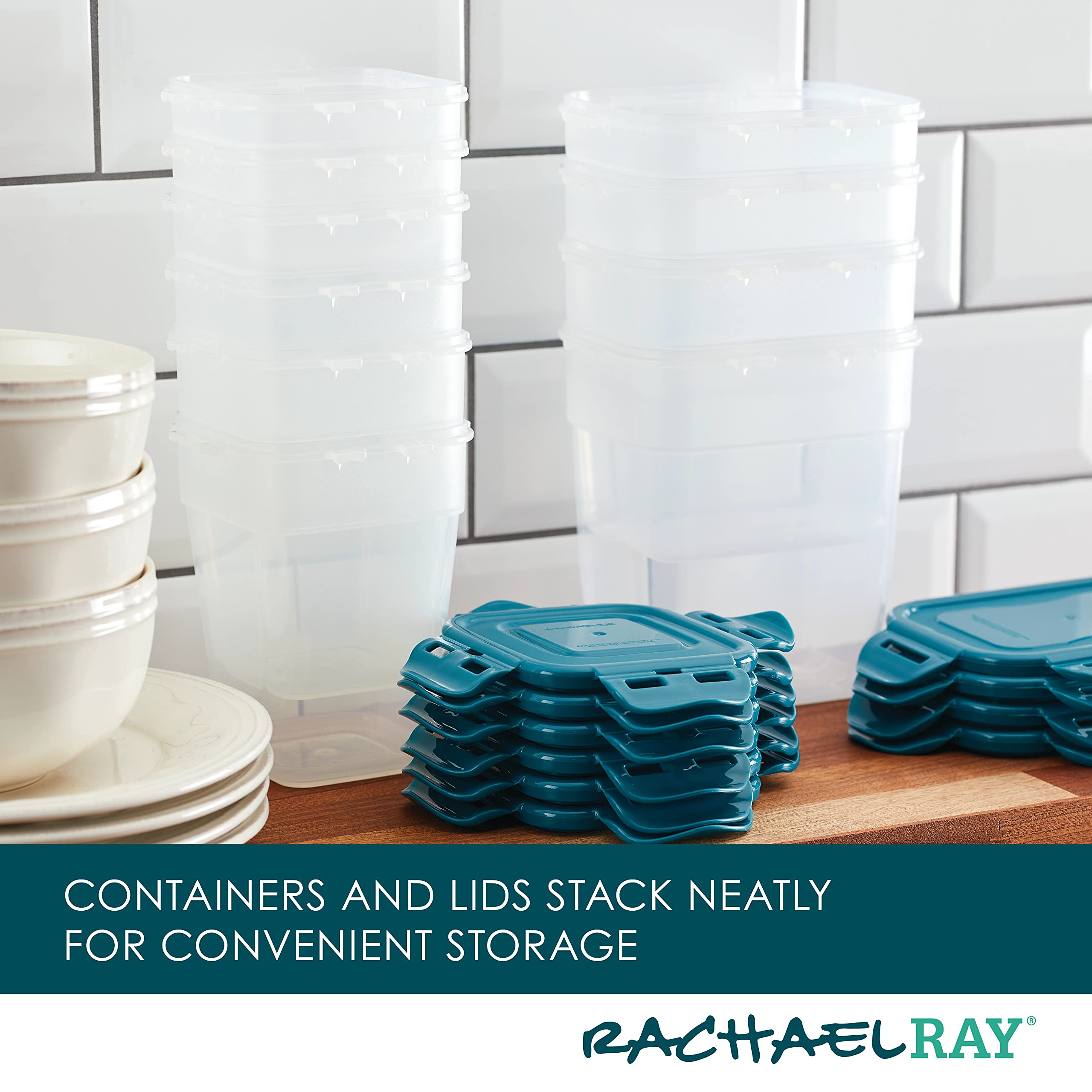 Foto 5 pulgar | Juego De Recipientes De Almacenamiento De Alimentos Rachael Ray, 20 Piezas, Transparente/verde Azulado - Venta Inte