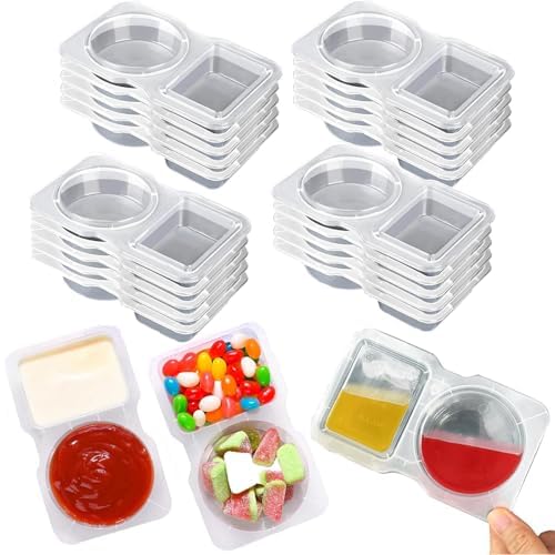 Foto 2 pulgar | Recipientes Para Condimentos, 20 Unidades, Doble Compartimento Con Tapas, 130 Ml - Venta Internacional.