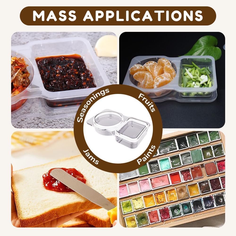 Foto 4 pulgar | Recipientes Para Condimentos, 20 Unidades, Doble Compartimento Con Tapas, 130 Ml - Venta Internacional.