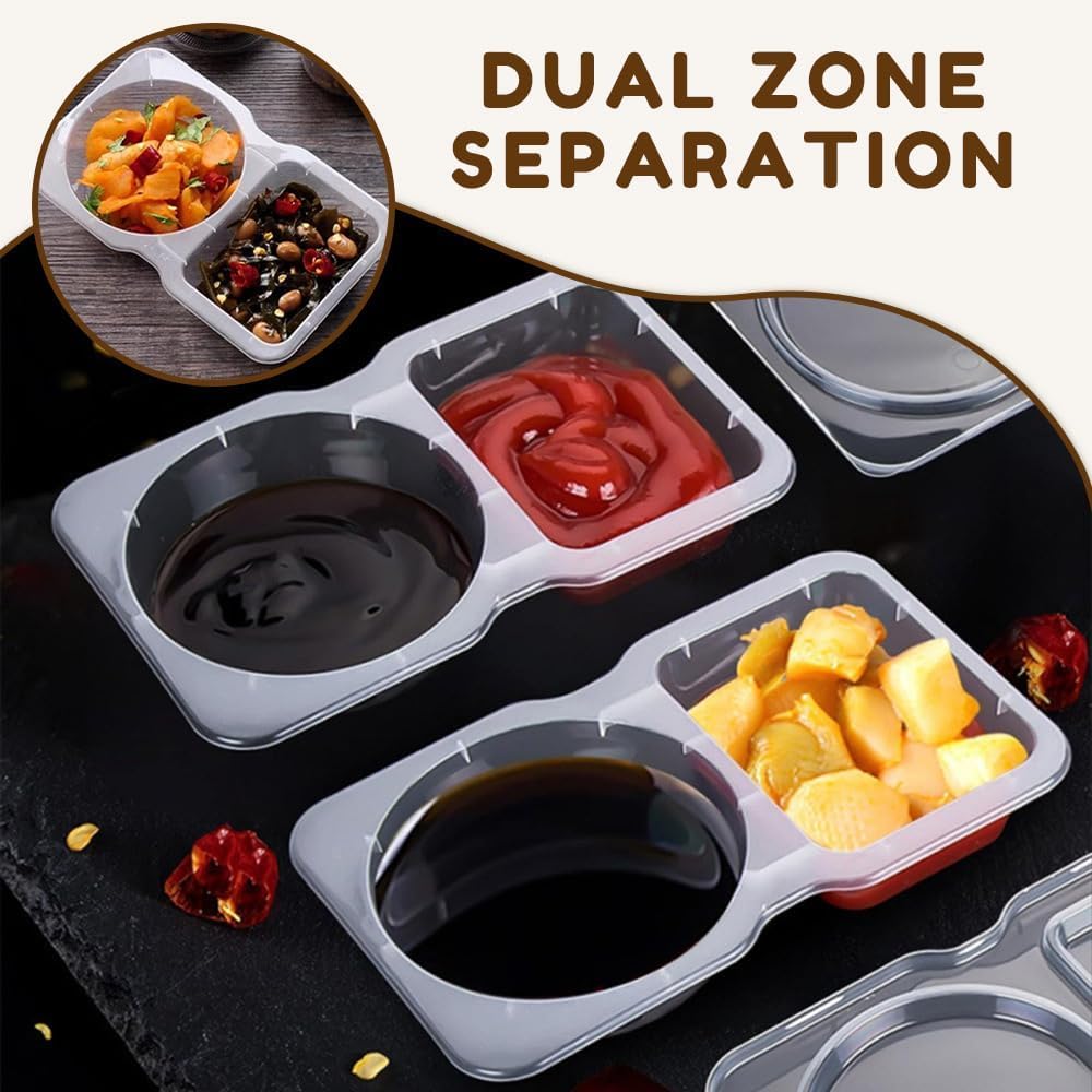 Foto 7 pulgar | Recipientes Para Condimentos, 20 Unidades, Doble Compartimento Con Tapas, 130 Ml - Venta Internacional.